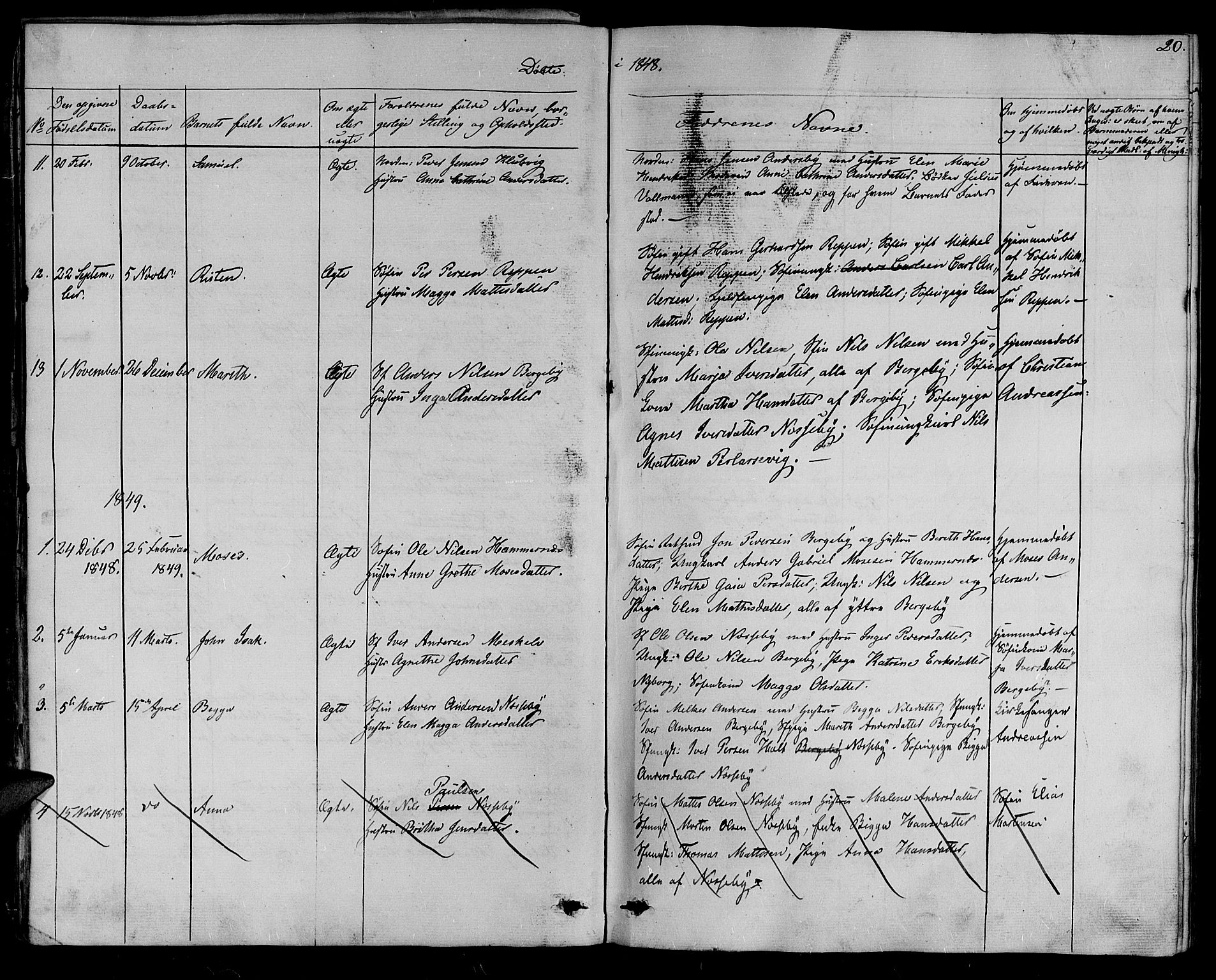 Nesseby sokneprestkontor, SATØ/S-1330/H/Ha/L0001kirke: Parish register (official) no. 1, 1838-1855, p. 20