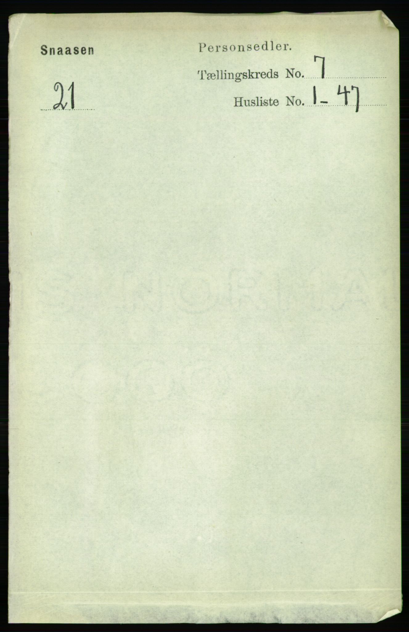 RA, 1891 census for 1736 Snåsa, 1891, p. 2345