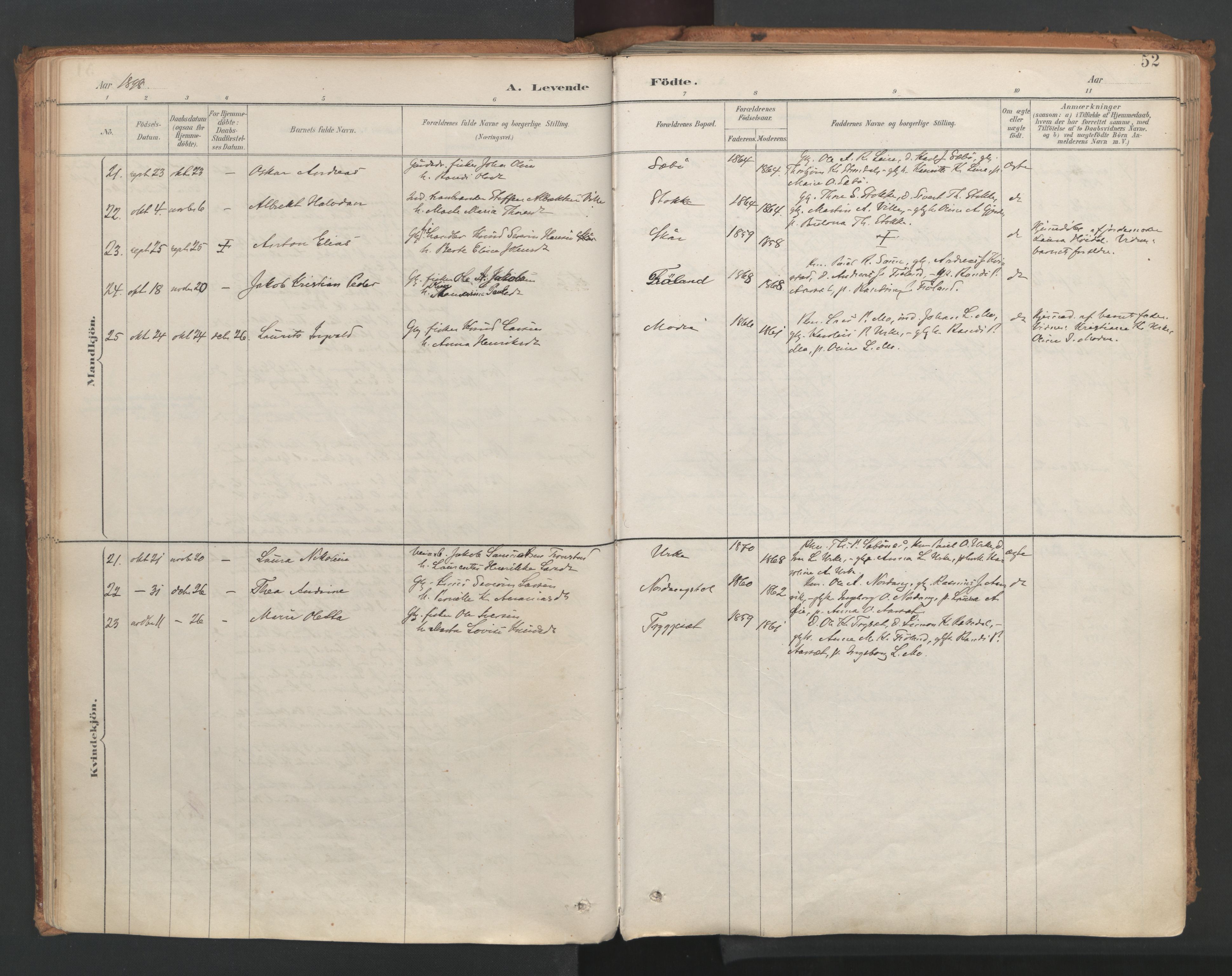 Ministerialprotokoller, klokkerbøker og fødselsregistre - Møre og Romsdal, SAT/A-1454/515/L0211: Parish register (official) no. 515A07, 1886-1910, p. 52