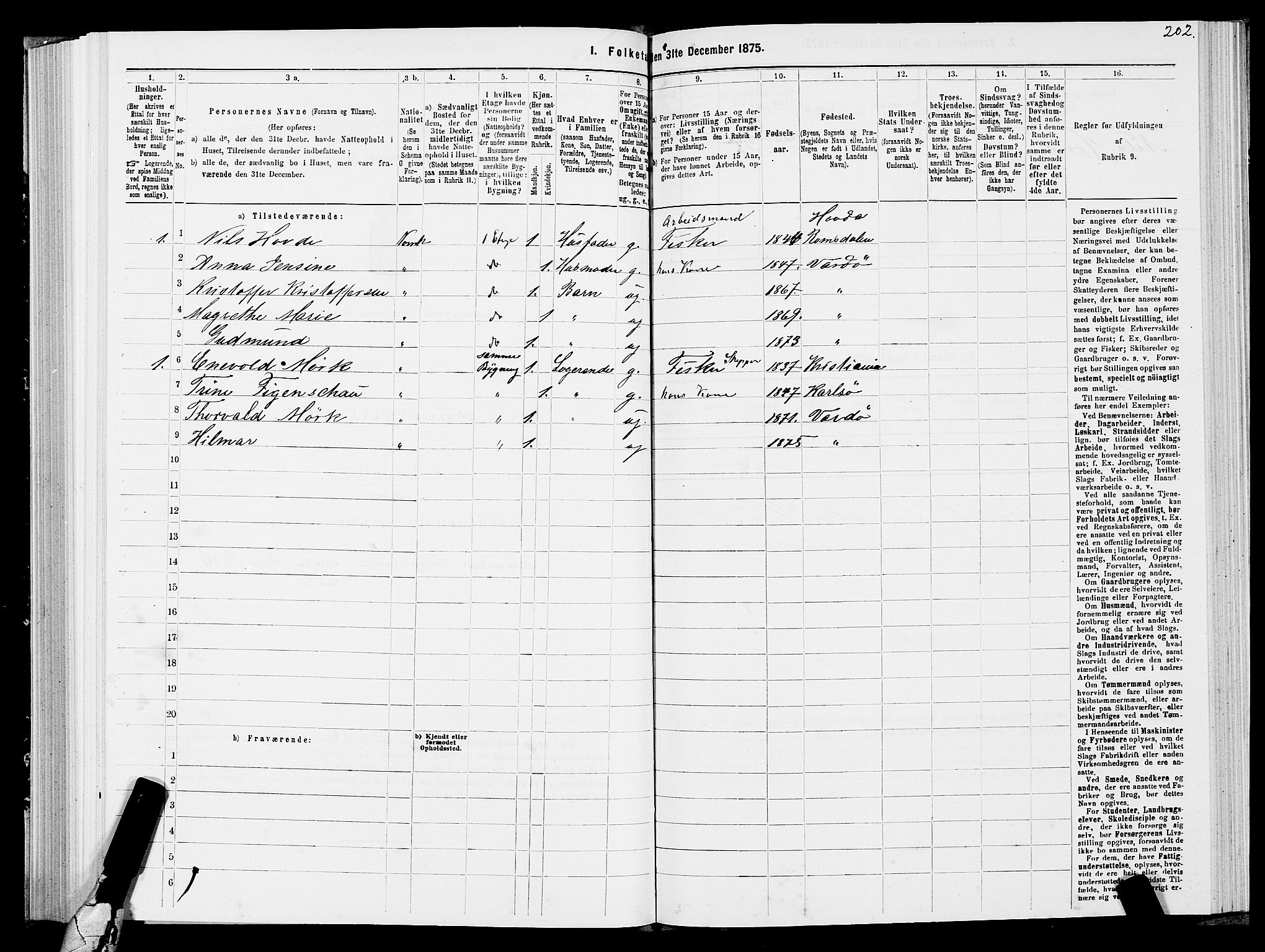 SATØ, 1875 census for 2002B Vardø/Vardø, 1875, p. 1202