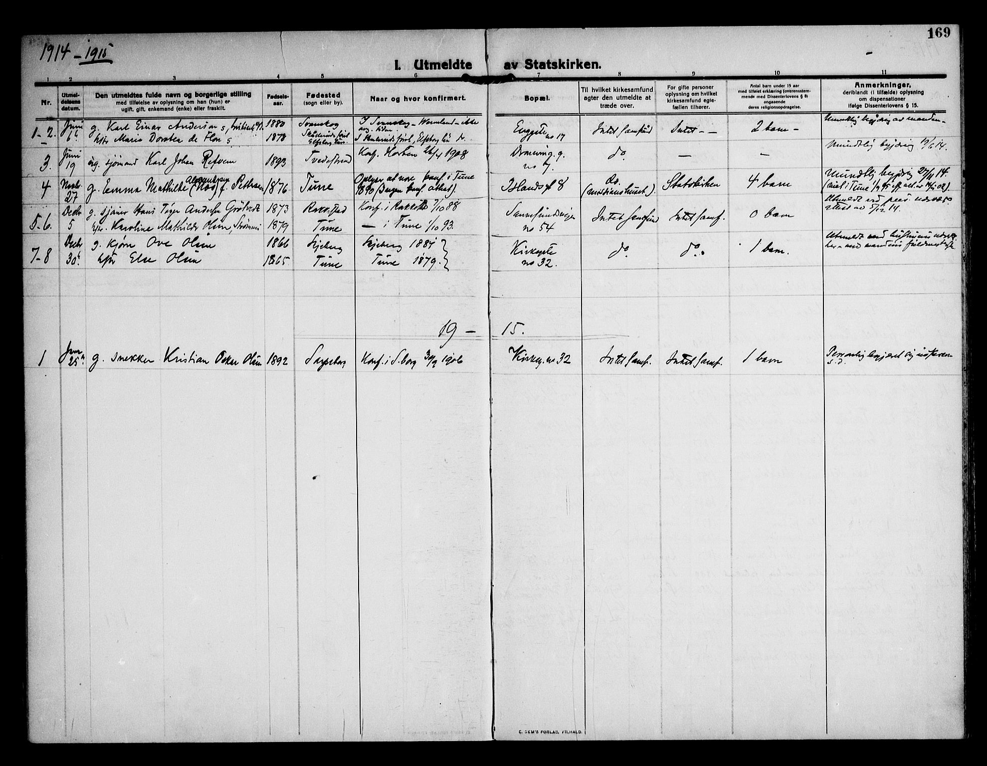Sarpsborg prestekontor Kirkebøker, AV/SAO-A-2006/F/Fa/L0007: Parish register (official) no. 7, 1910-1918, p. 169
