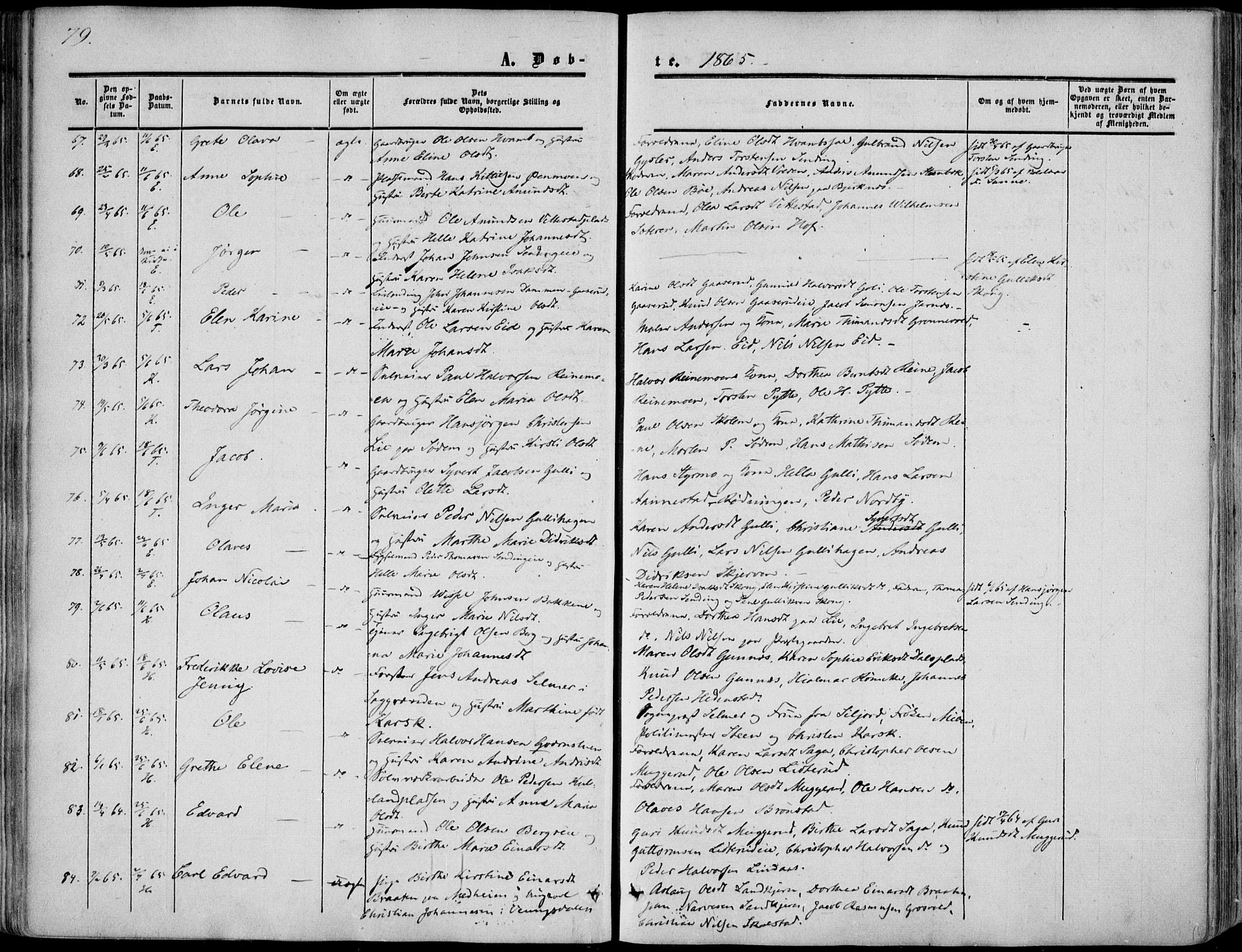 Sandsvær kirkebøker, AV/SAKO-A-244/F/Fa/L0006: Parish register (official) no. I 6, 1857-1868, p. 79