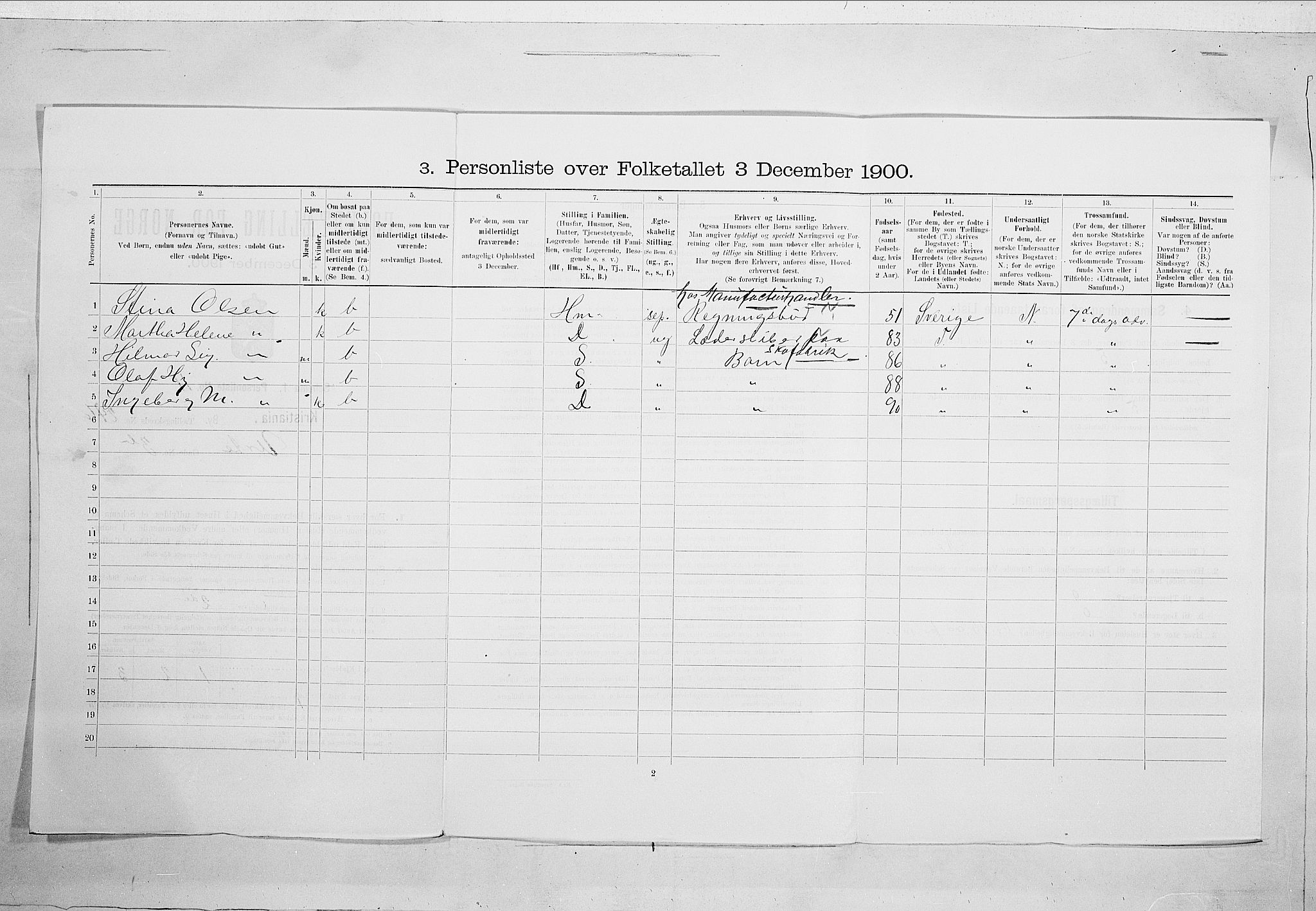 SAO, 1900 census for Kristiania, 1900, p. 108540