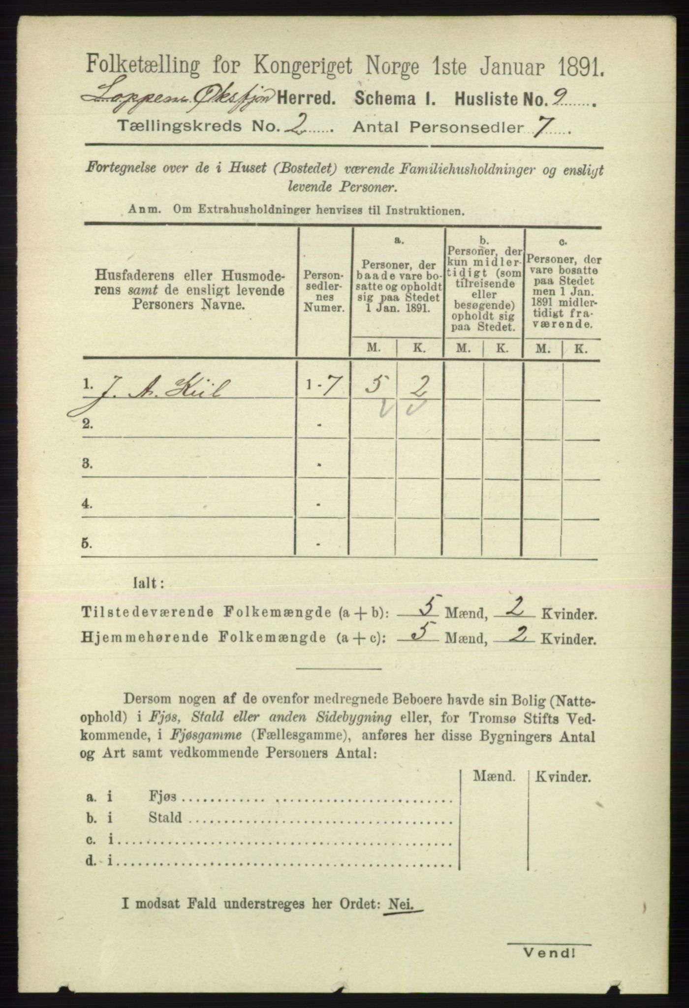 RA, 1891 census for 2014 Loppa, 1891, p. 335