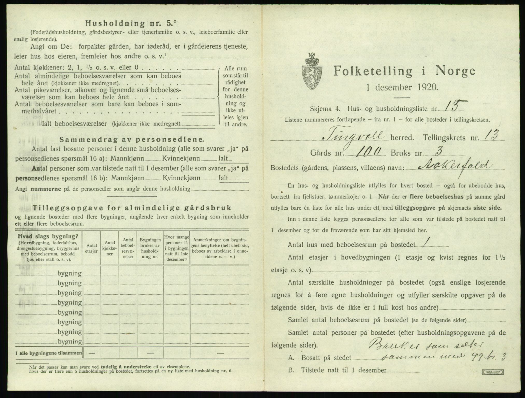 SAT, 1920 census for Tingvoll, 1920, p. 994