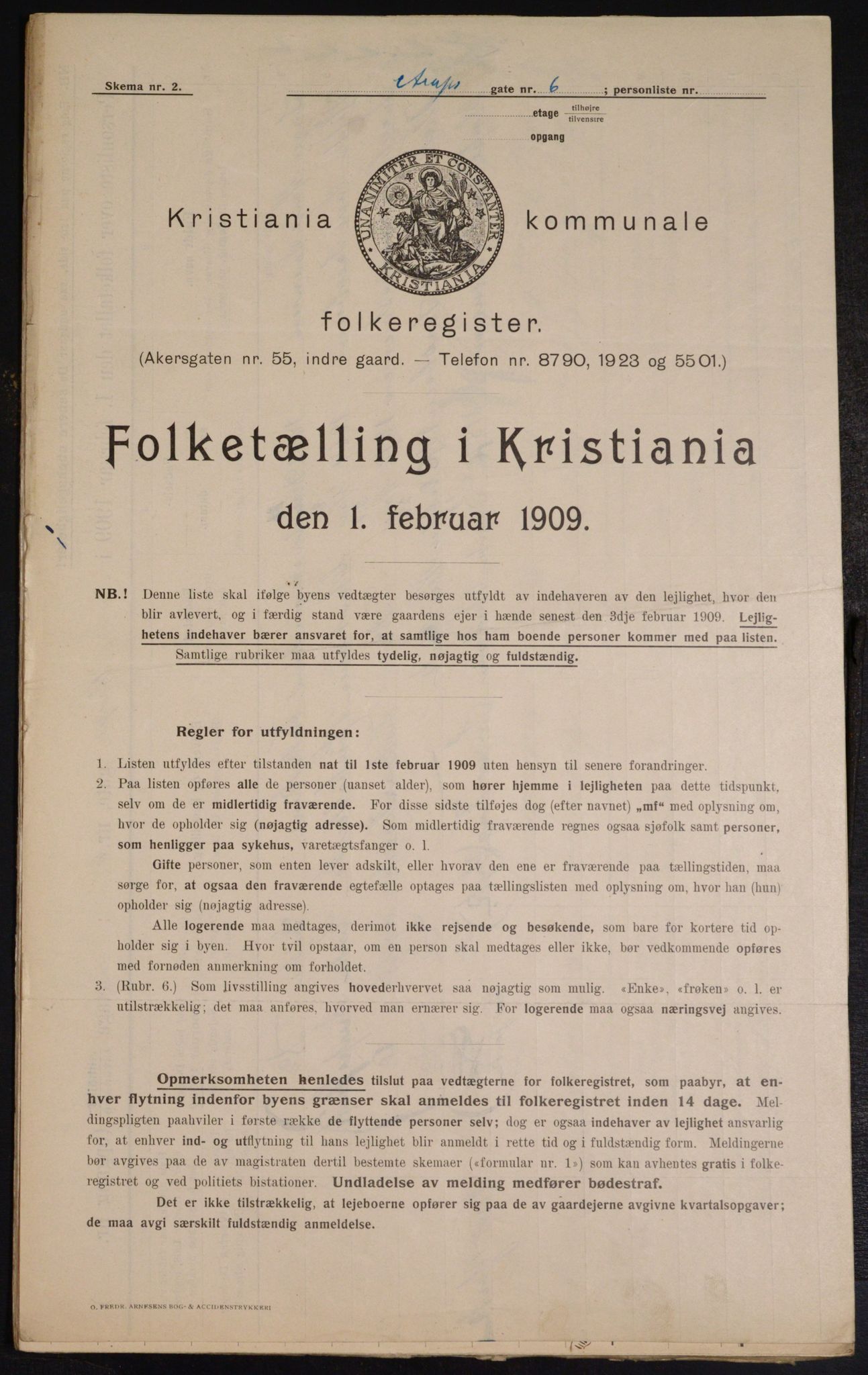 OBA, Municipal Census 1909 for Kristiania, 1909, p. 2074