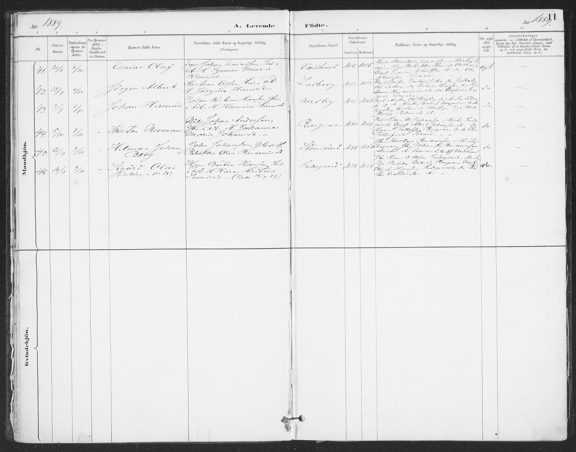 Ibestad sokneprestembete, AV/SATØ-S-0077/H/Ha/Haa/L0015kirke: Parish register (official) no. 15, 1888-1899, p. 11
