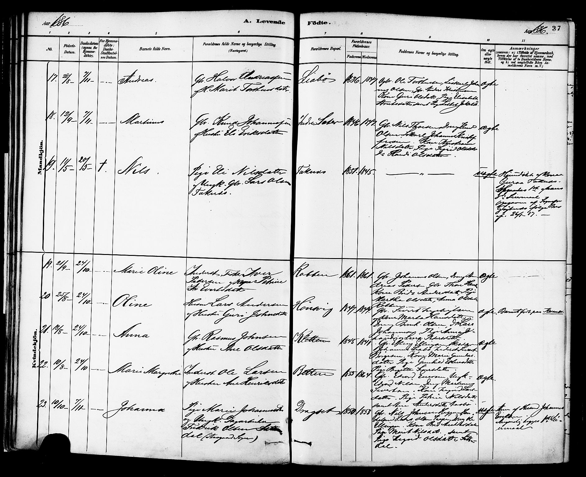 Ministerialprotokoller, klokkerbøker og fødselsregistre - Møre og Romsdal, AV/SAT-A-1454/576/L0885: Parish register (official) no. 576A03, 1880-1898, p. 37