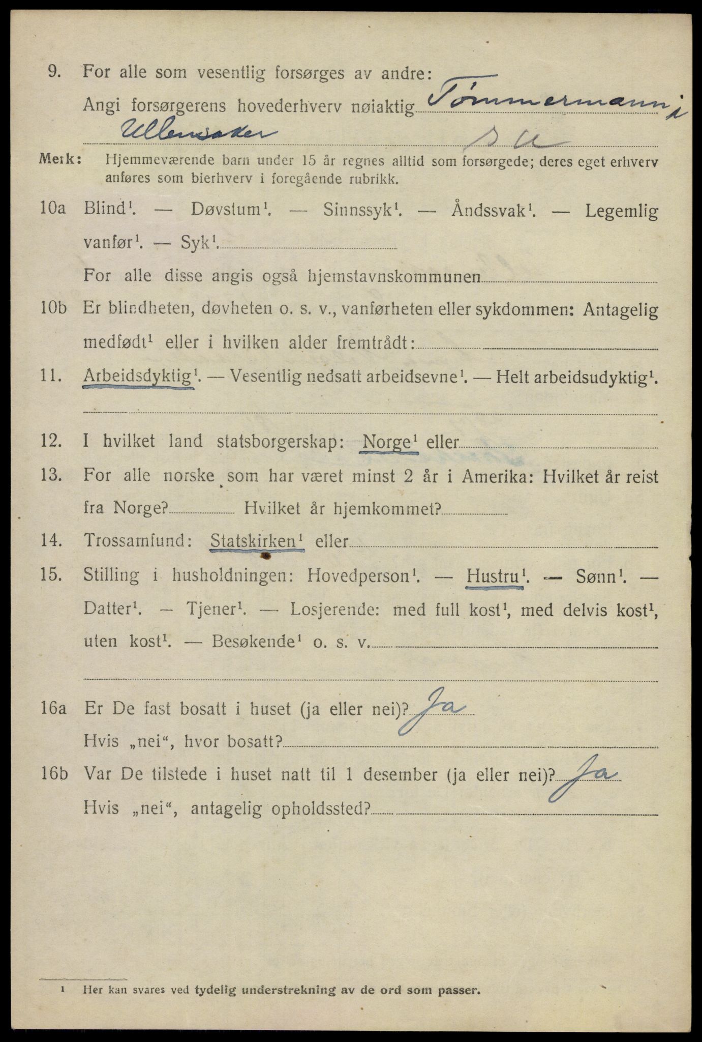 SAO, 1920 census for Ullensaker, 1920, p. 10528