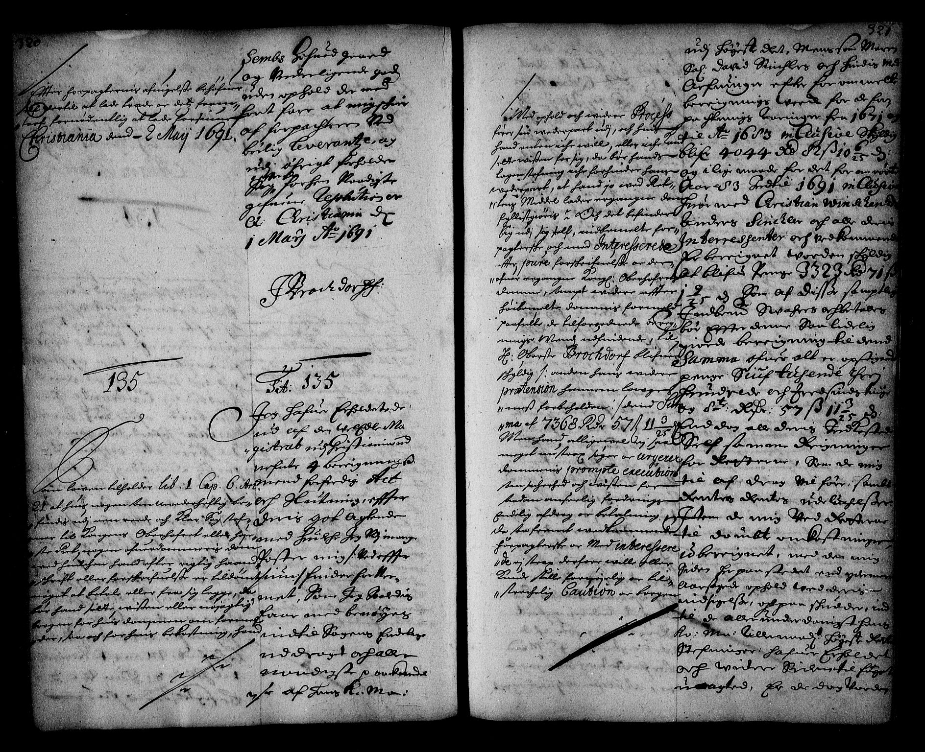 Stattholderembetet 1572-1771, AV/RA-EA-2870/Ae/L0008: Supplikasjons- og resolusjonsprotokoll, 1691, p. 320-321