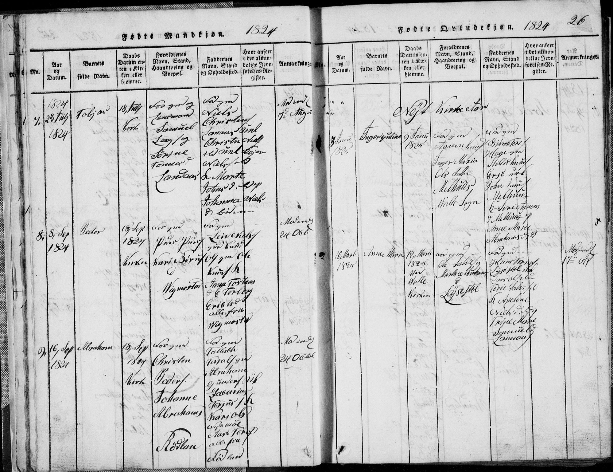 Nord-Audnedal sokneprestkontor, AV/SAK-1111-0032/F/Fb/Fbb/L0001: Parish register (copy) no. B 1, 1816-1858, p. 26