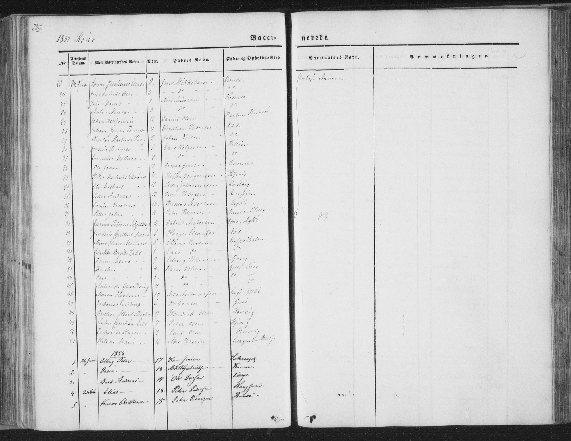 Ministerialprotokoller, klokkerbøker og fødselsregistre - Nordland, AV/SAT-A-1459/841/L0604: Parish register (official) no. 841A09 /1, 1845-1862, p. 239