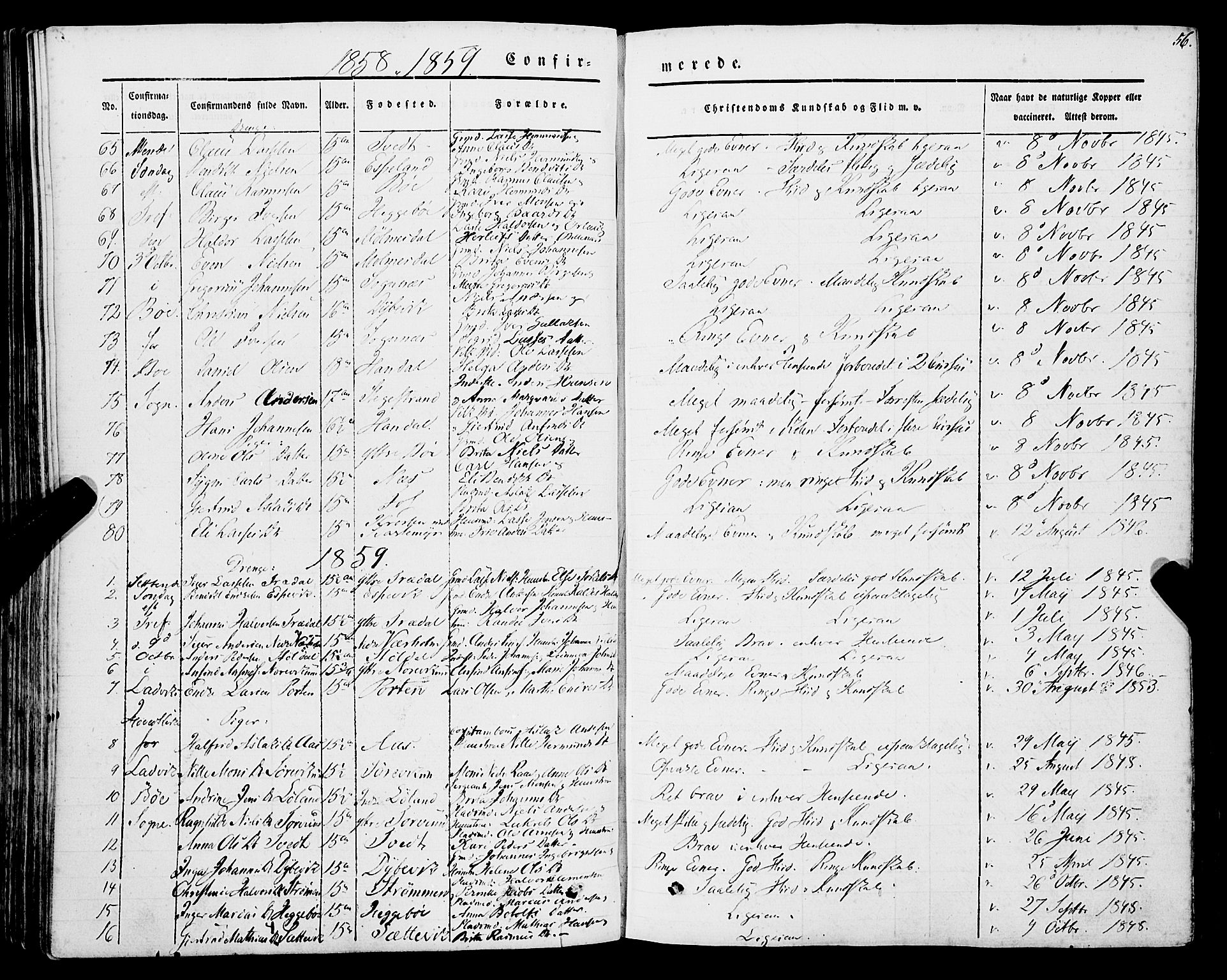 Lavik sokneprestembete, SAB/A-80901: Parish register (official) no. A 3, 1843-1863, p. 56