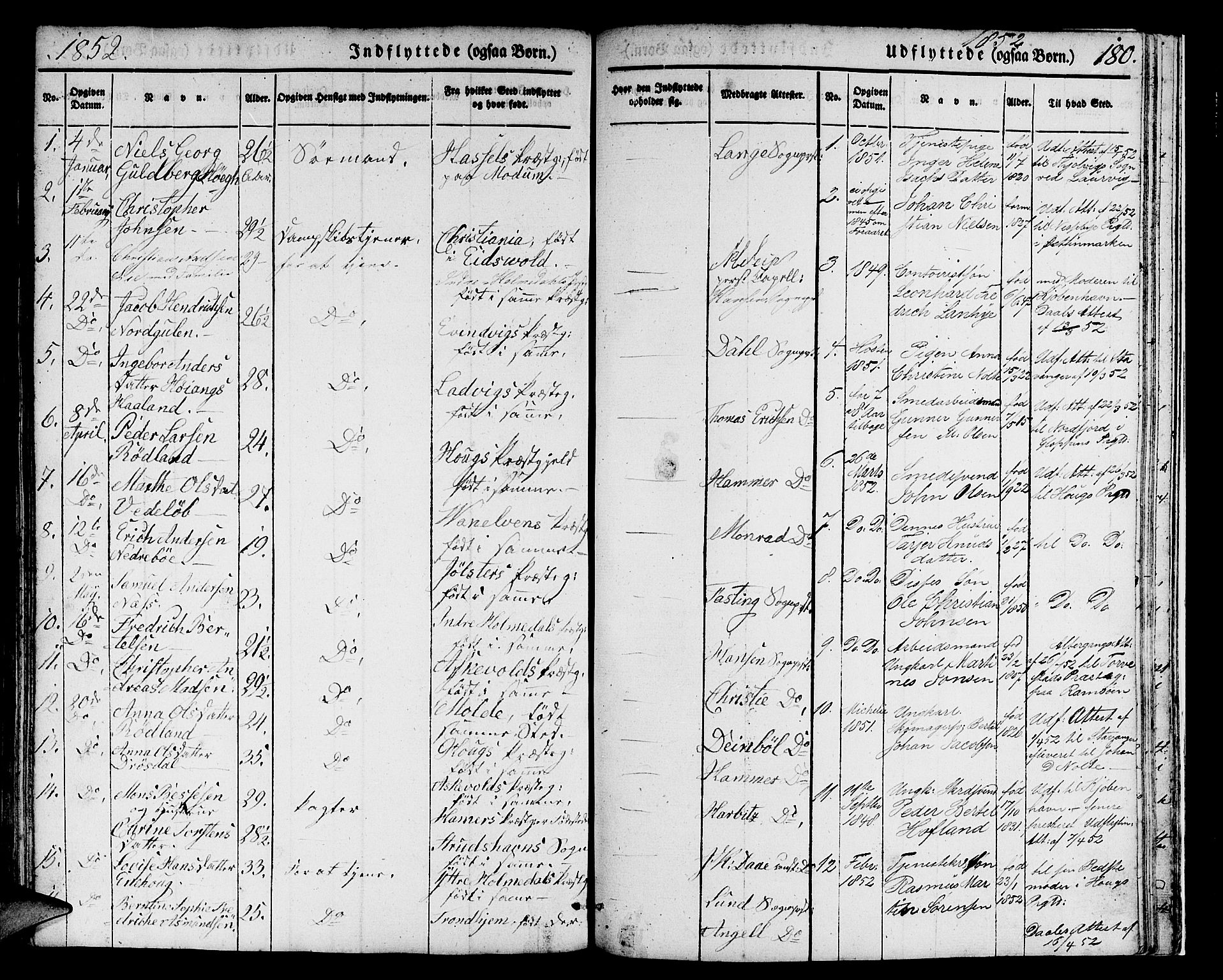 Domkirken sokneprestembete, SAB/A-74801/H/Hab/L0029: Parish register (copy) no. D 1, 1839-1857, p. 180