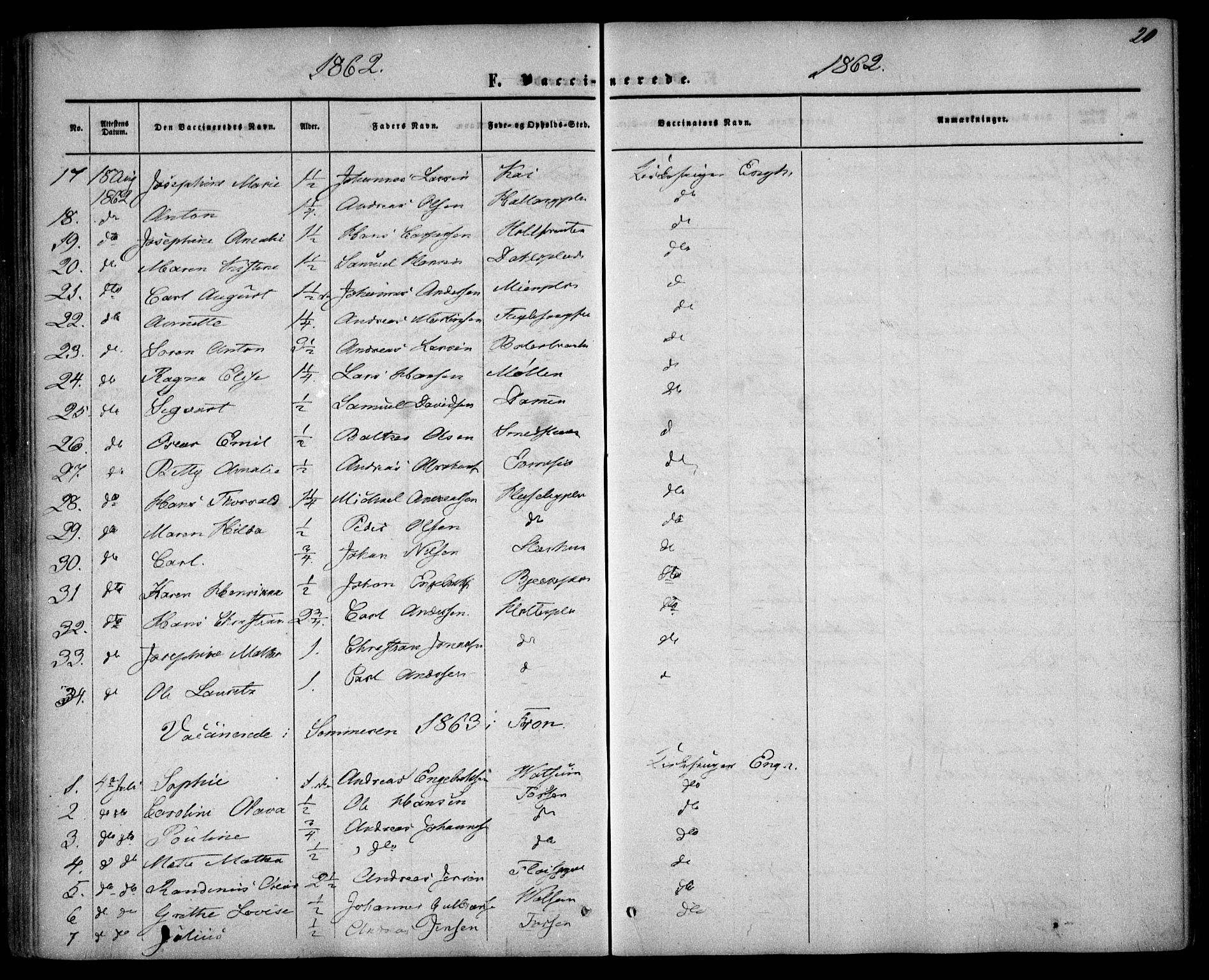 Drøbak prestekontor Kirkebøker, SAO/A-10142a/F/Fa/L0002: Parish register (official) no. I 2, 1858-1870, p. 20