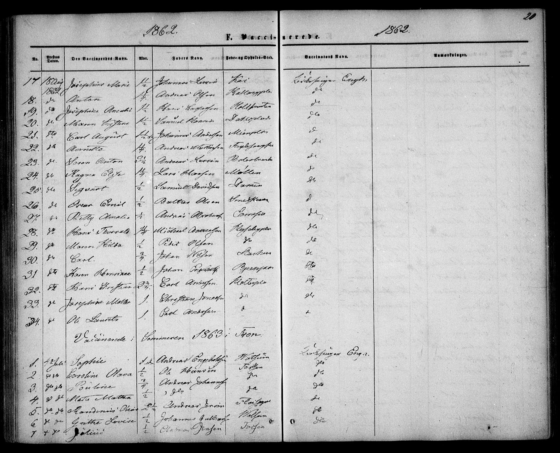 Drøbak prestekontor Kirkebøker, AV/SAO-A-10142a/F/Fa/L0002: Parish register (official) no. I 2, 1858-1870, p. 20