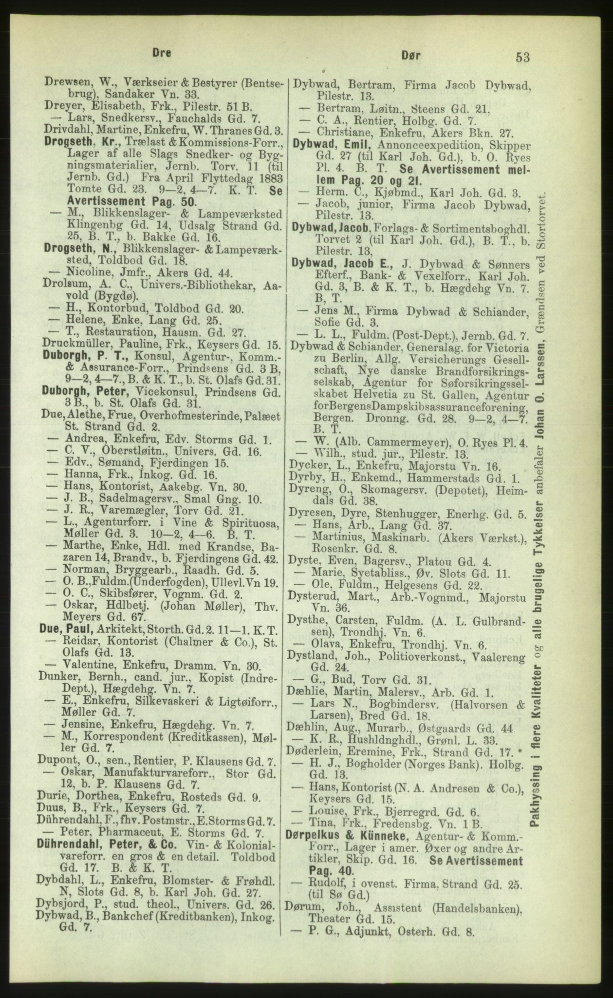 Kristiania/Oslo adressebok, PUBL/-, 1883, p. 53