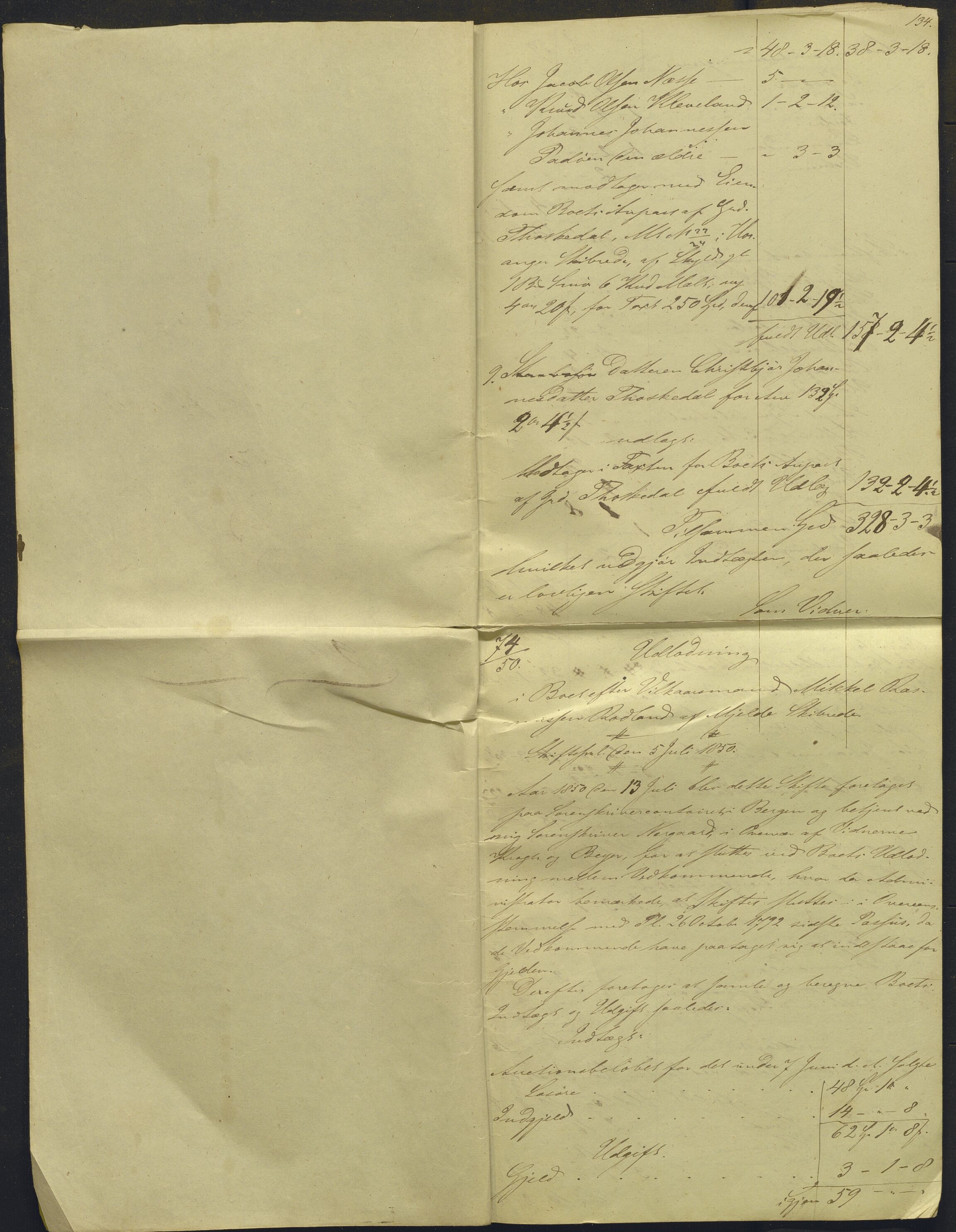 Nordhordland sorenskrivar, AV/SAB-A-2901/1/H/Hd/Hdb/L0001: Konsept til utlodningar, 1850-1852, p. 157