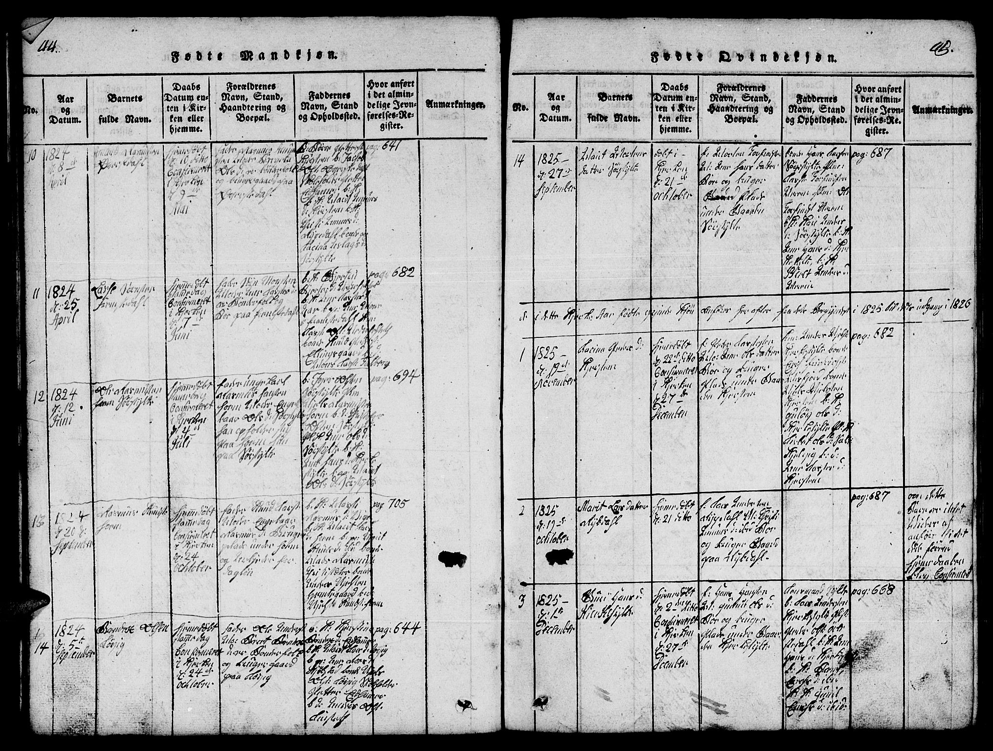 Ministerialprotokoller, klokkerbøker og fødselsregistre - Møre og Romsdal, AV/SAT-A-1454/541/L0546: Parish register (copy) no. 541C01, 1818-1856, p. 44-45