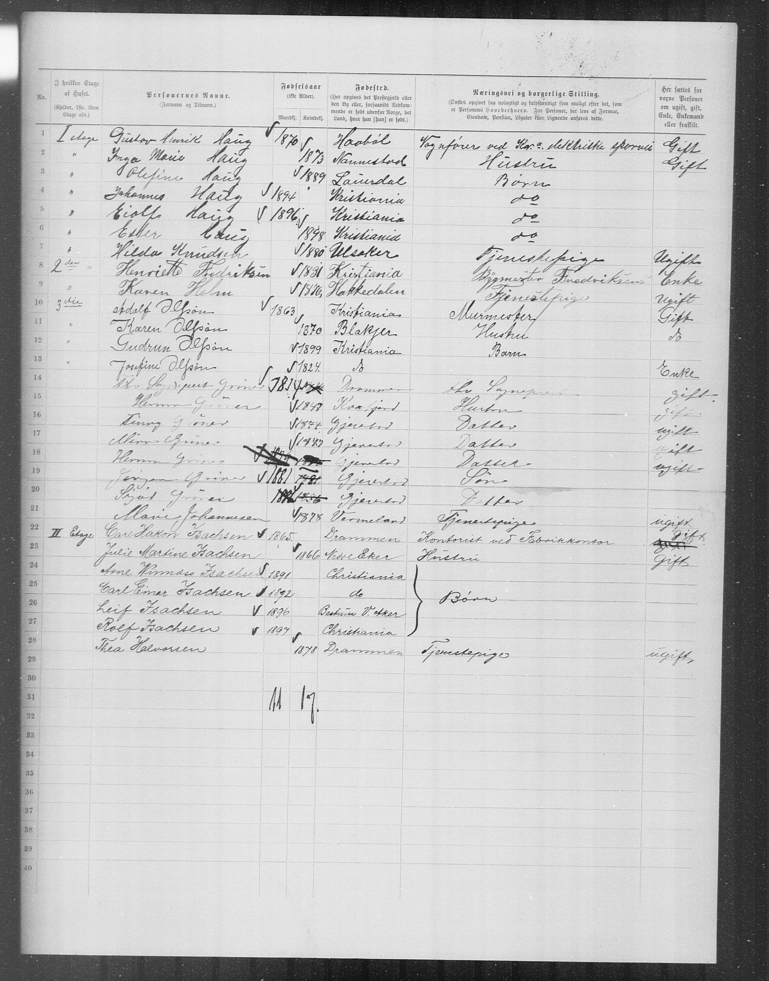 OBA, Municipal Census 1899 for Kristiania, 1899, p. 11907