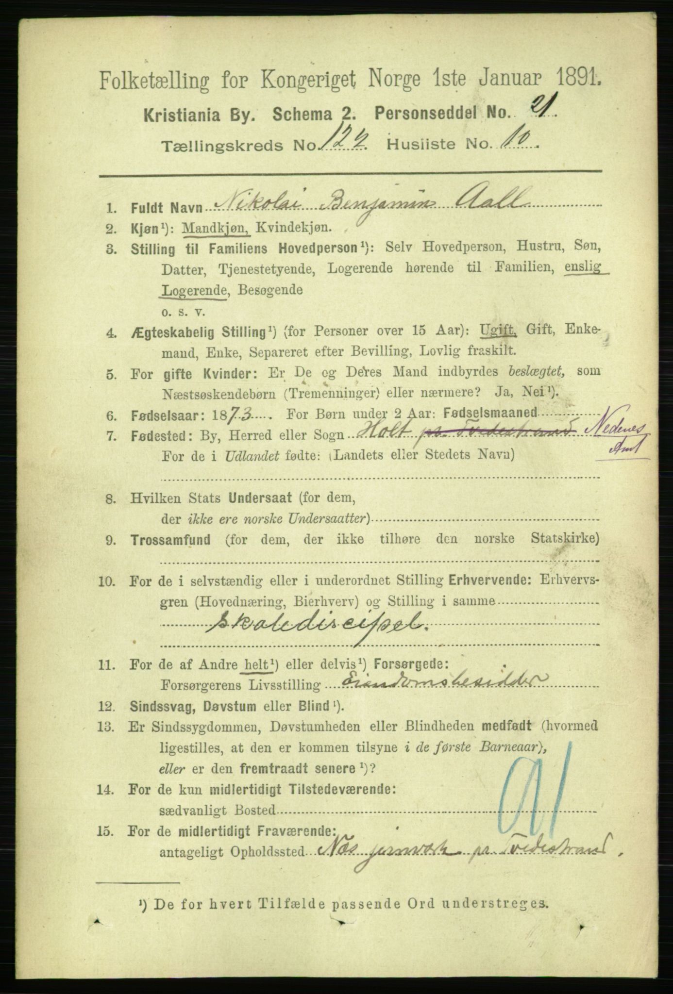 RA, 1891 census for 0301 Kristiania, 1891, p. 65048