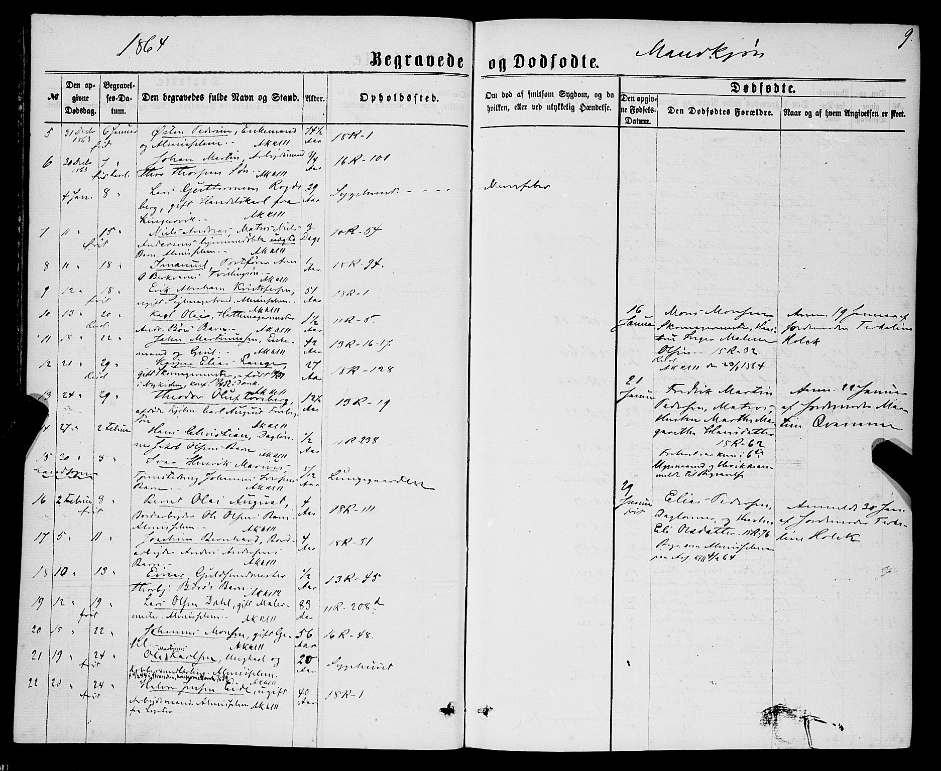 Domkirken sokneprestembete, AV/SAB-A-74801/H/Haa/L0042: Parish register (official) no. E 3, 1863-1876, p. 9