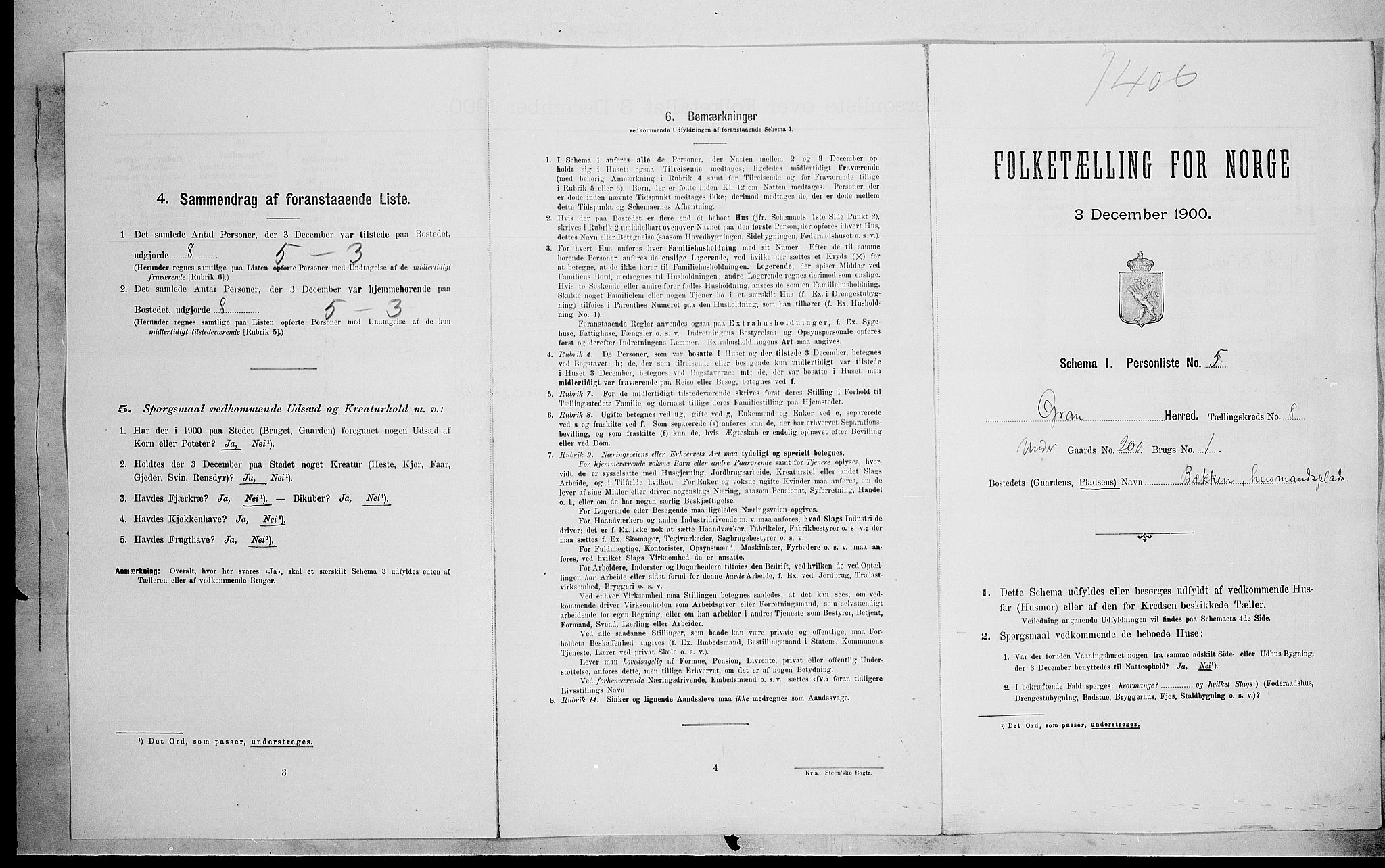 SAH, 1900 census for Gran, 1900, p. 1369