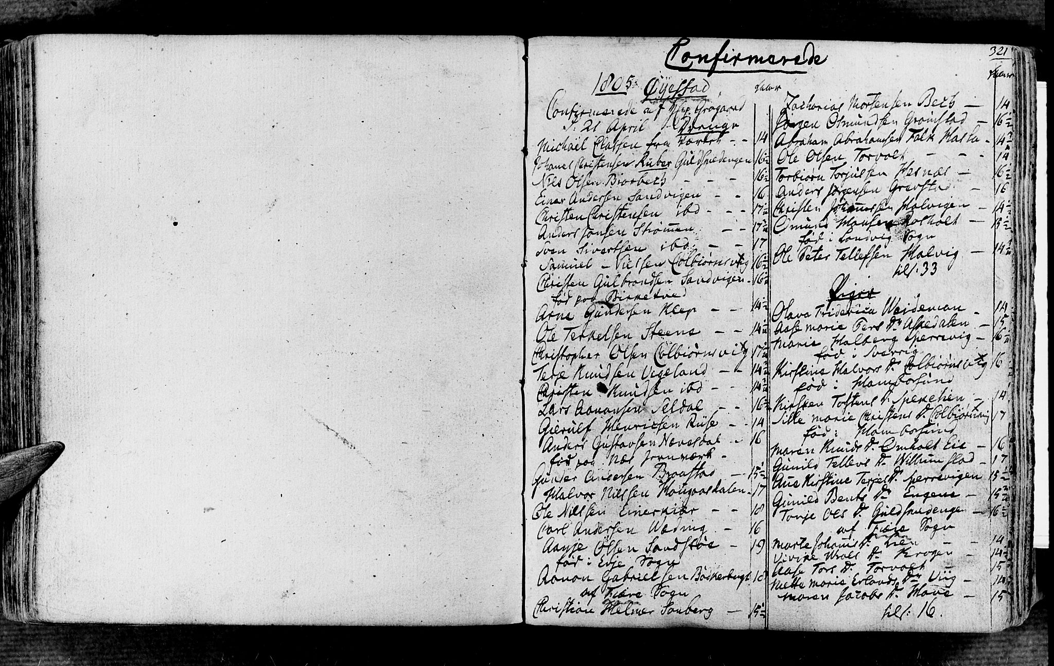 Øyestad sokneprestkontor, SAK/1111-0049/F/Fa/L0011: Parish register (official) no. A 11, 1805-1824, p. 321