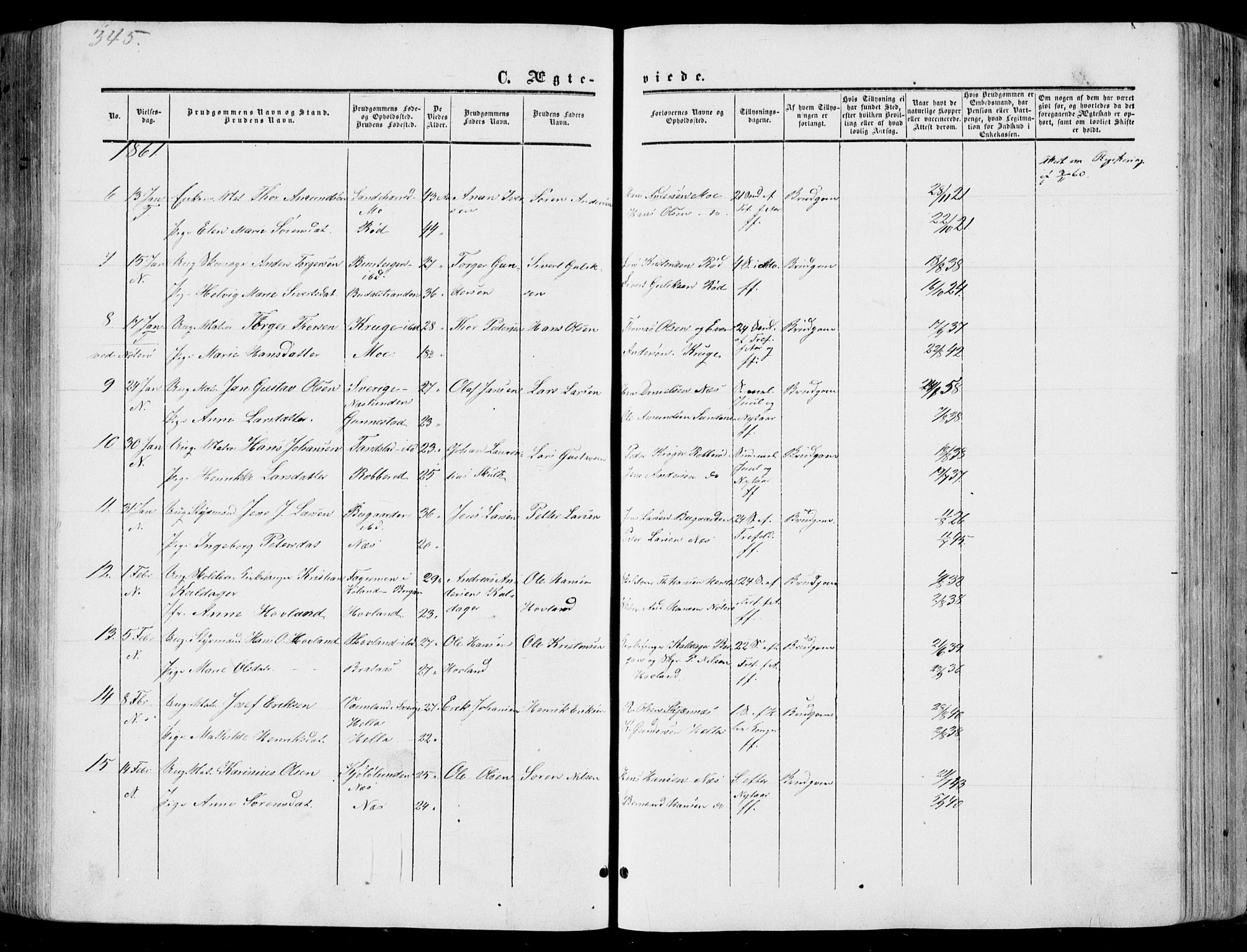 Nøtterøy kirkebøker, AV/SAKO-A-354/F/Fa/L0006: Parish register (official) no. I 6, 1852-1864, p. 345