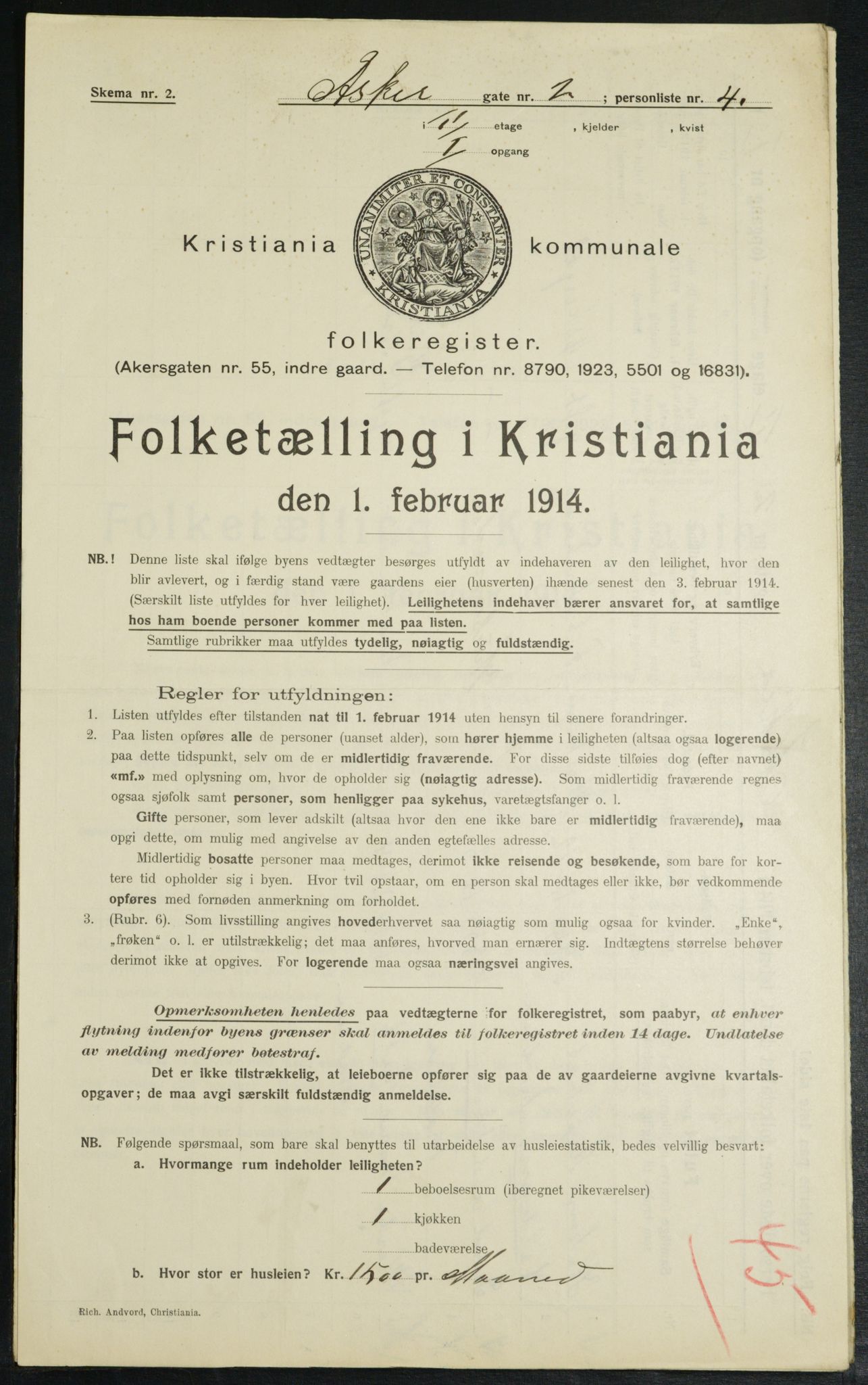 OBA, Municipal Census 1914 for Kristiania, 1914, p. 2523