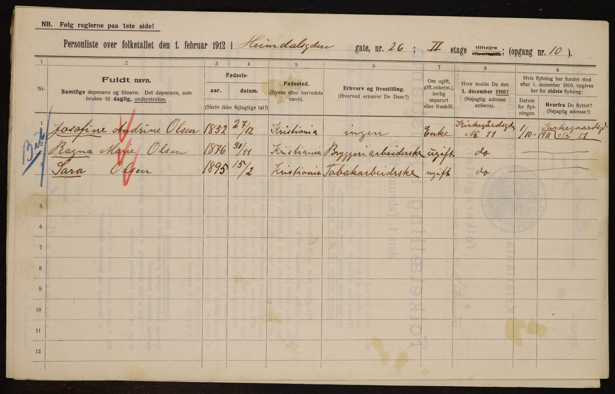 OBA, Municipal Census 1912 for Kristiania, 1912, p. 37251