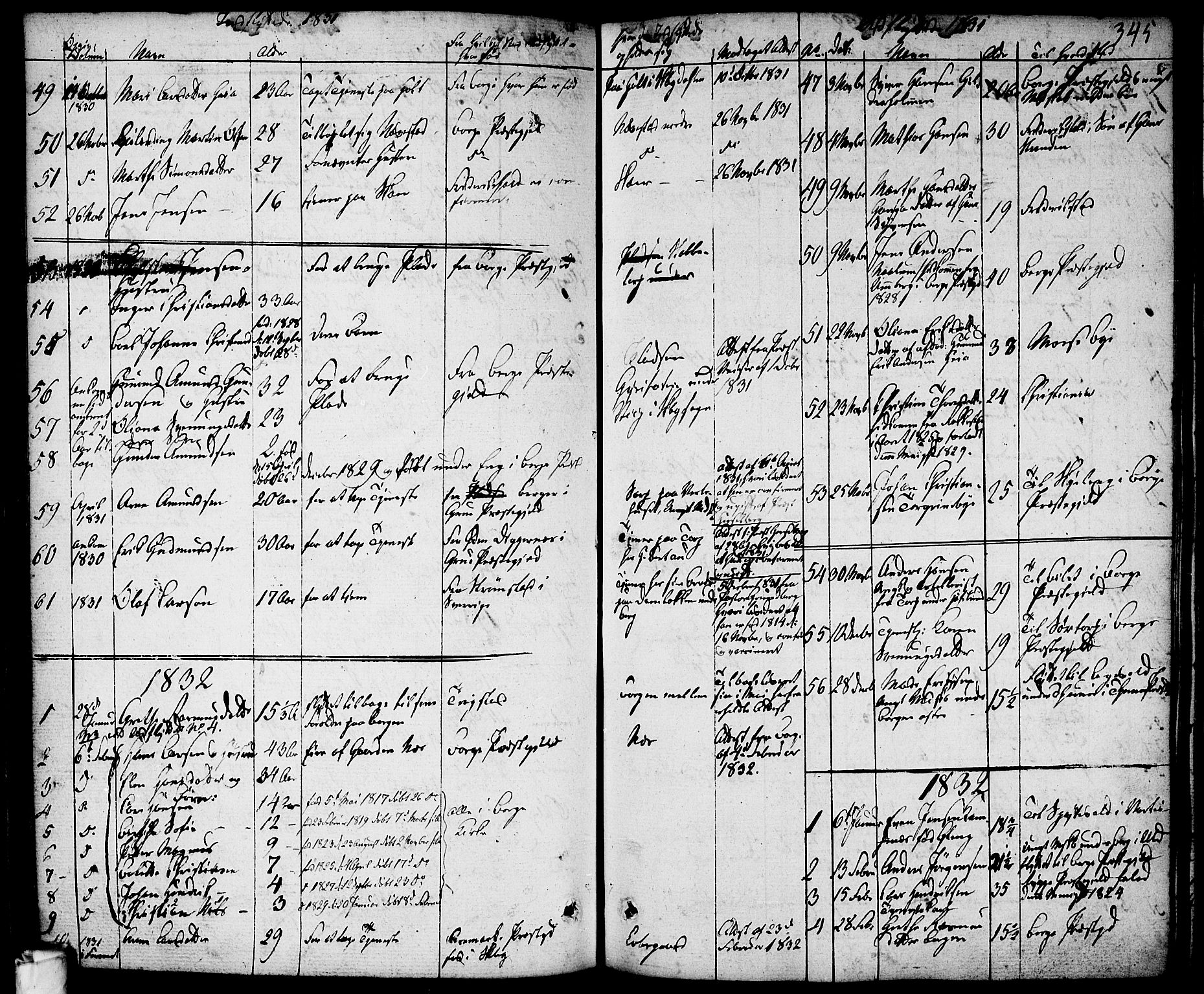 Skjeberg prestekontor Kirkebøker, AV/SAO-A-10923/F/Fa/L0005: Parish register (official) no. I 5, 1830-1845, p. 345