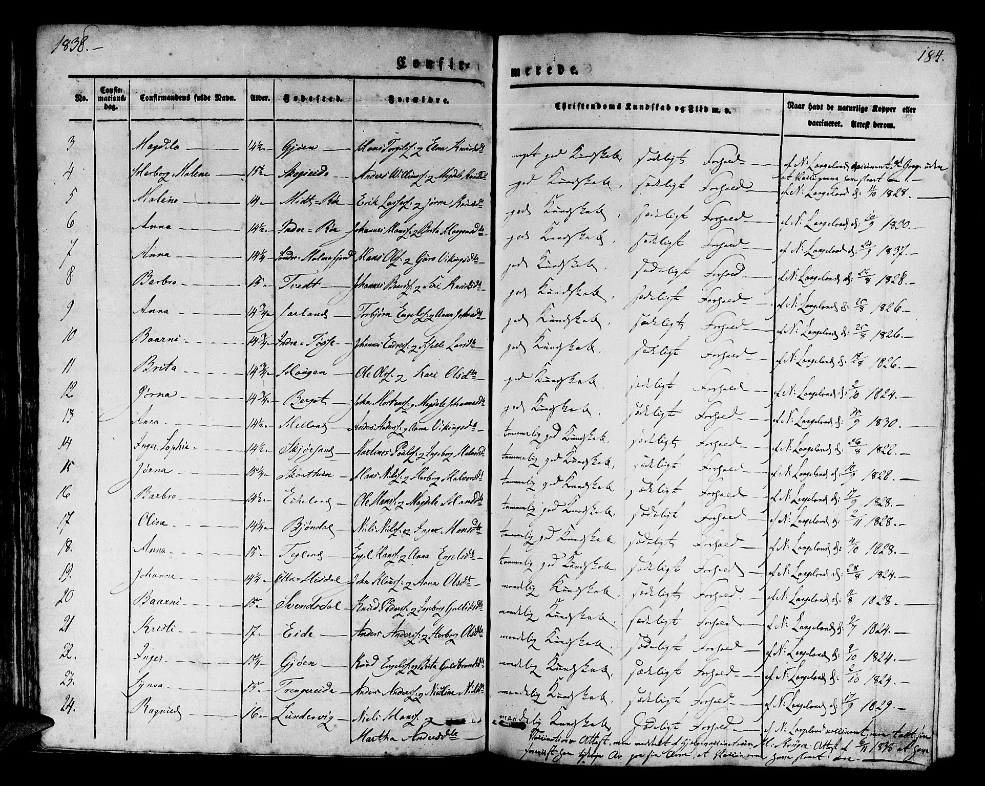 Os sokneprestembete, AV/SAB-A-99929: Parish register (official) no. A 14, 1826-1839, p. 184