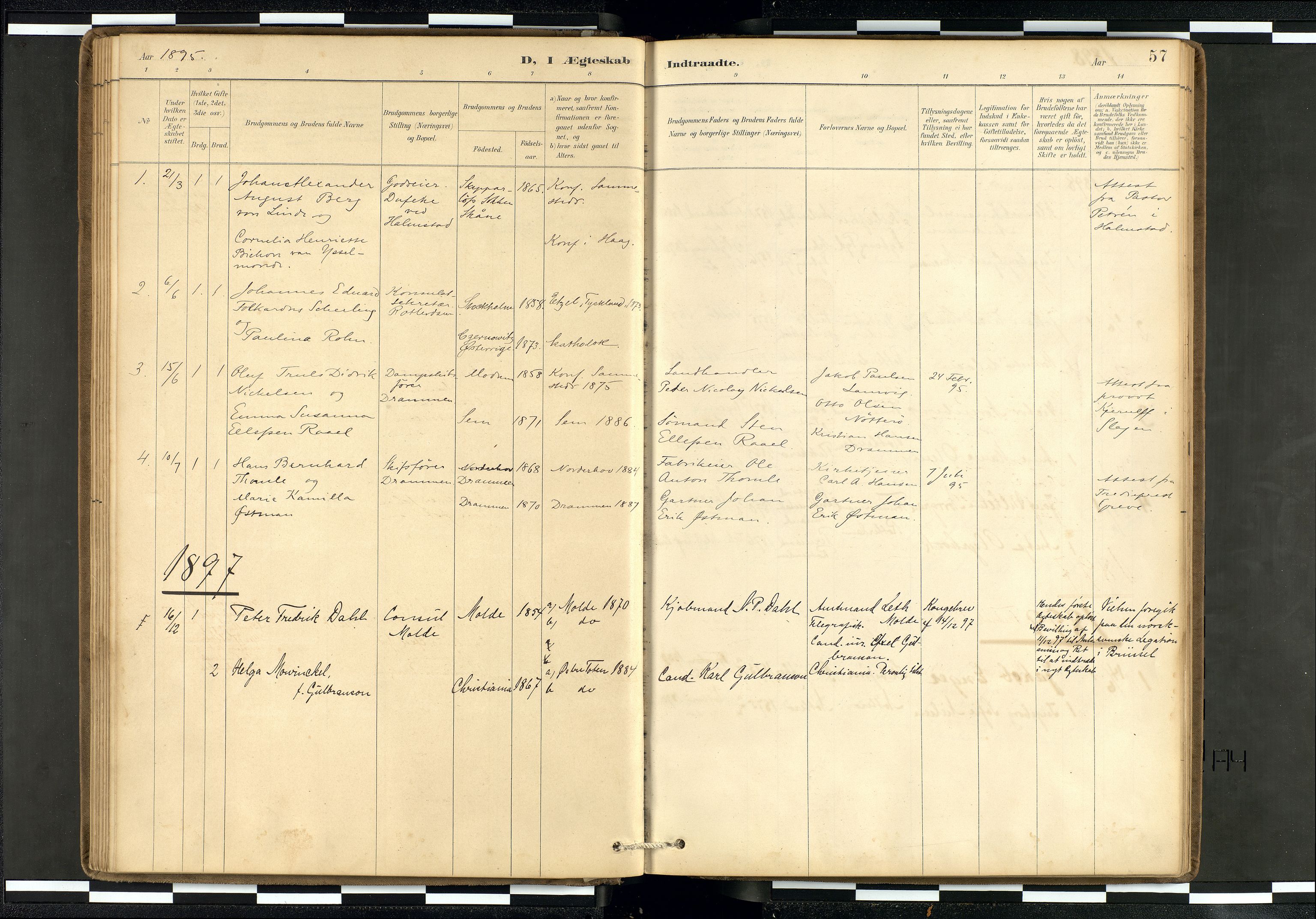 Den norske sjømannsmisjon i utlandet/Hollandske havner (Amsterdam-Rotterdam-Europort), AV/SAB-SAB/PA-0106/H/Ha/Haa/L0002: Parish register (official) no. A 2, 1887-1907, p. 56b-57a