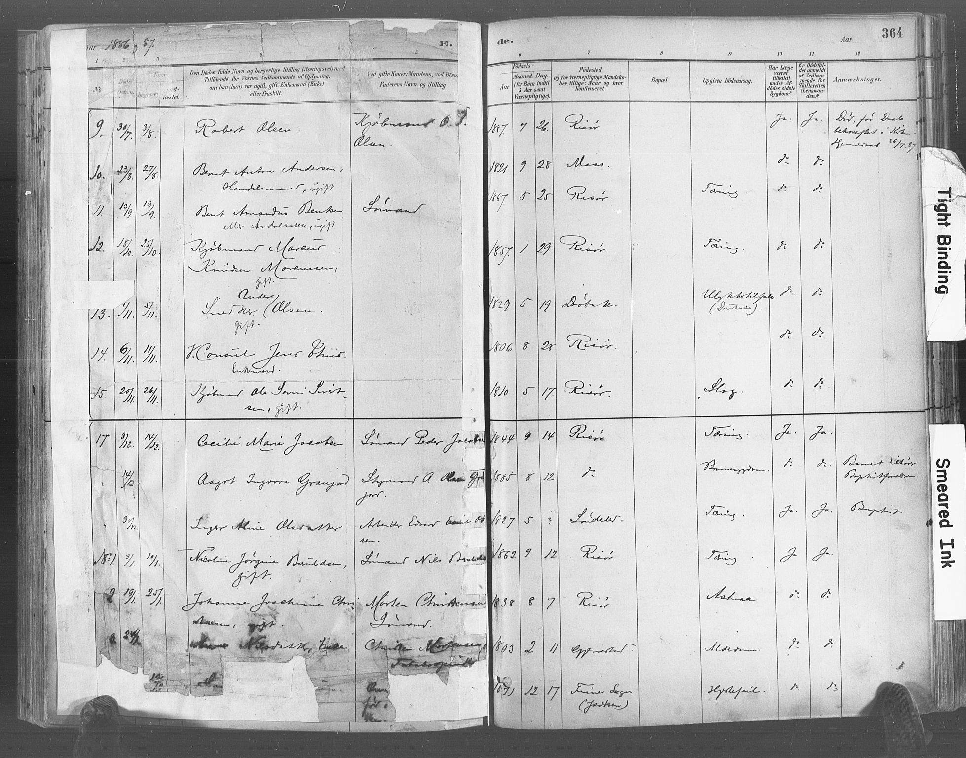 Risør sokneprestkontor, AV/SAK-1111-0035/F/Fa/L0005: Parish register (official) no. A 5, 1883-1895, p. 364