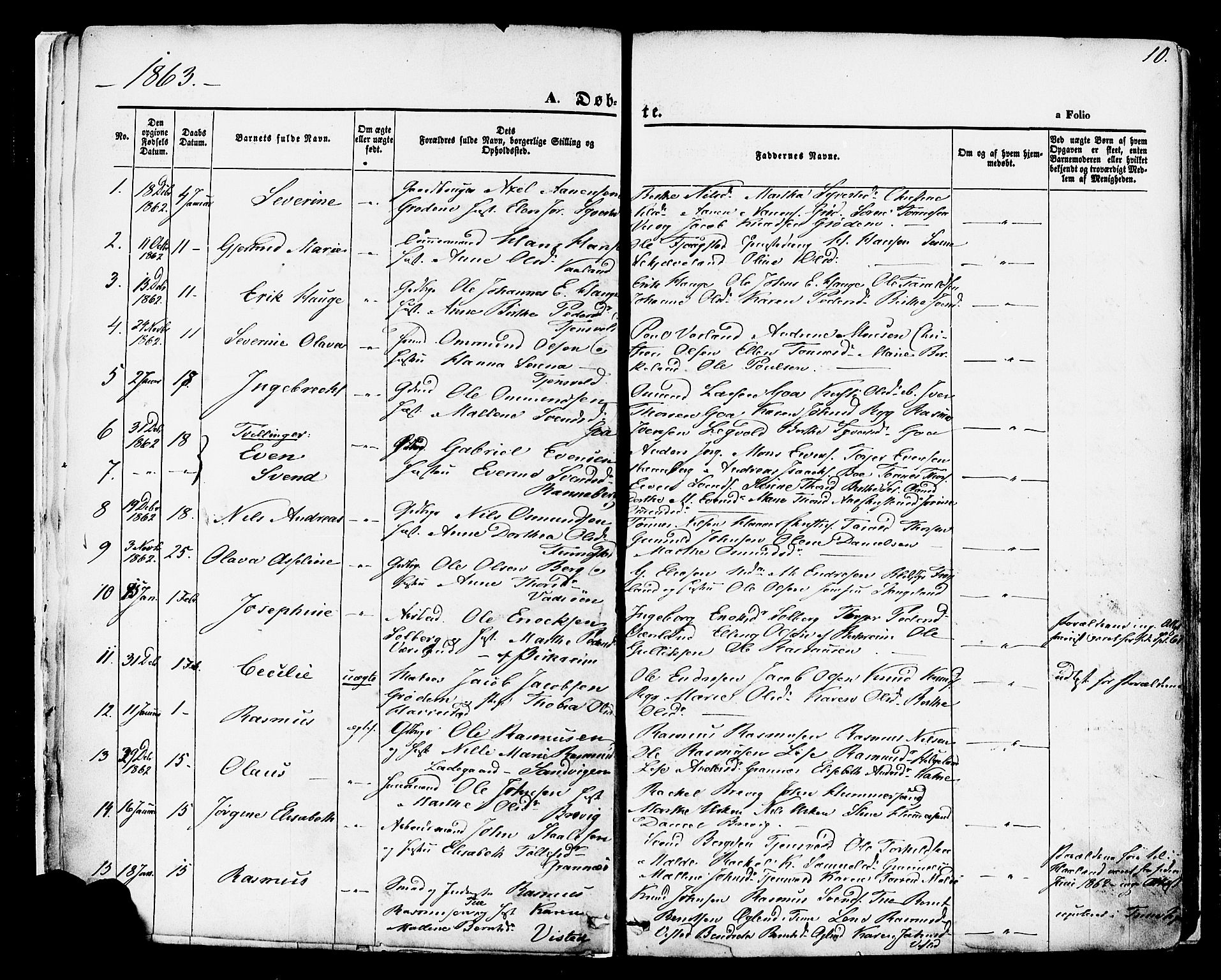Hetland sokneprestkontor, SAST/A-101826/30/30BA/L0003: Parish register (official) no. A 3, 1862-1876, p. 10