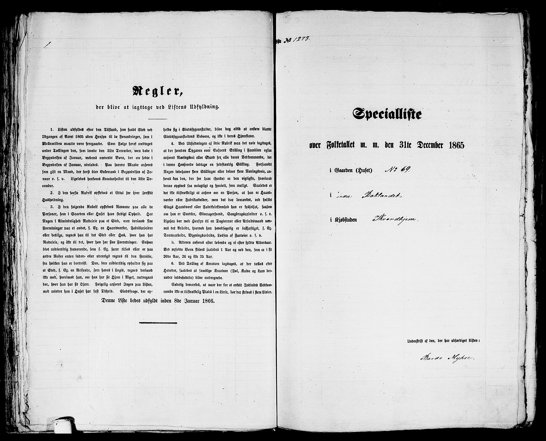 RA, 1865 census for Trondheim, 1865, p. 2645