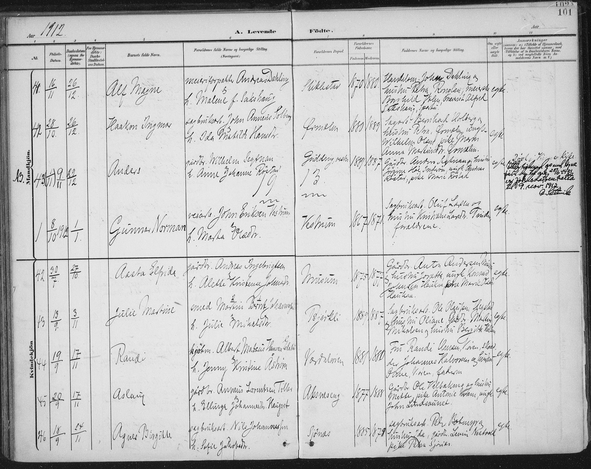 Ministerialprotokoller, klokkerbøker og fødselsregistre - Nord-Trøndelag, SAT/A-1458/723/L0246: Parish register (official) no. 723A15, 1900-1917, p. 101