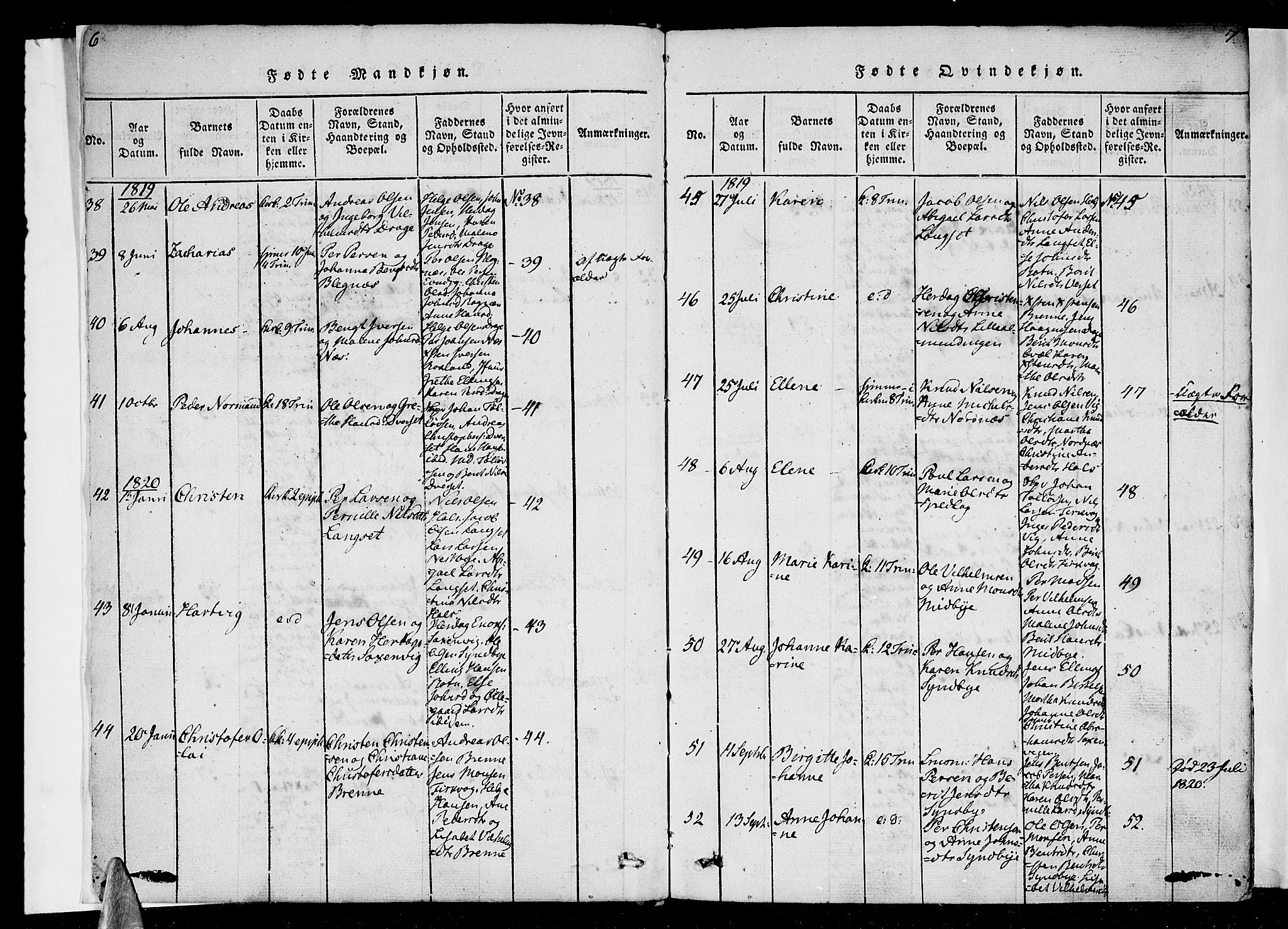 Ministerialprotokoller, klokkerbøker og fødselsregistre - Nordland, AV/SAT-A-1459/847/L0665: Parish register (official) no. 847A05, 1818-1841, p. 6-7