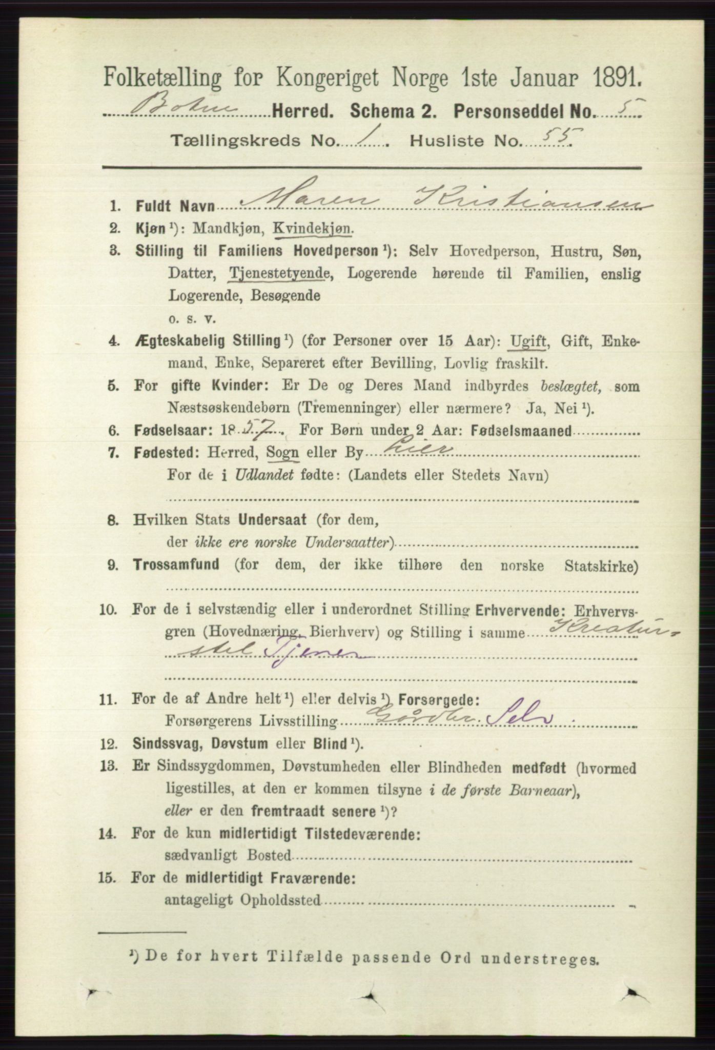 RA, 1891 census for 0715 Botne, 1891, p. 475