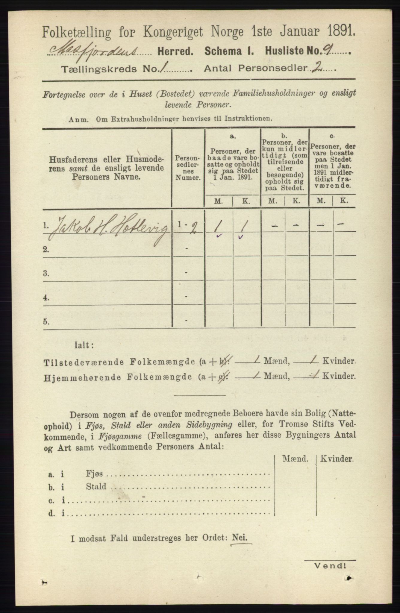 RA, 1891 census for 1266 Masfjorden, 1891, p. 42