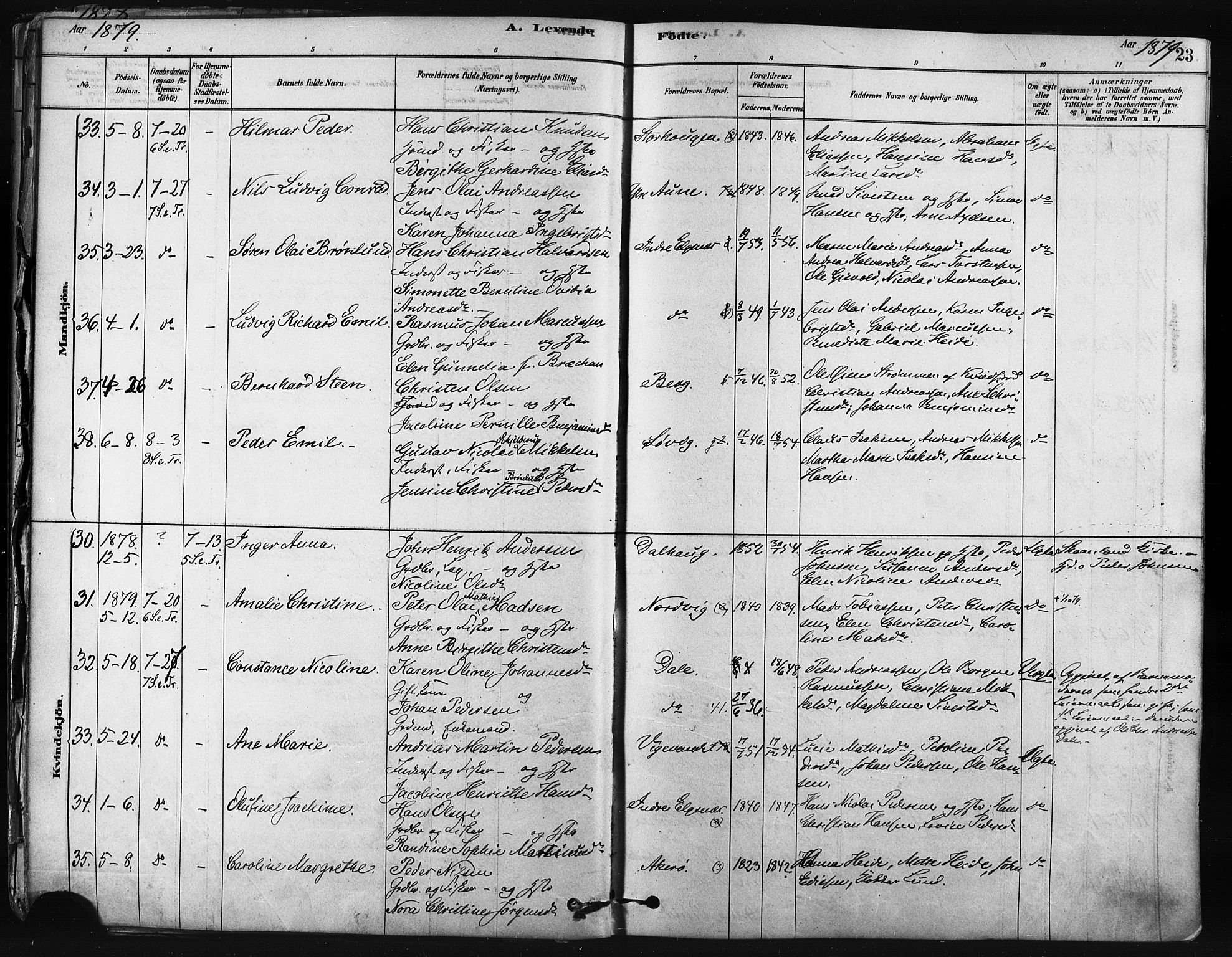 Trondenes sokneprestkontor, SATØ/S-1319/H/Ha/L0014kirke: Parish register (official) no. 14, 1878-1889, p. 23