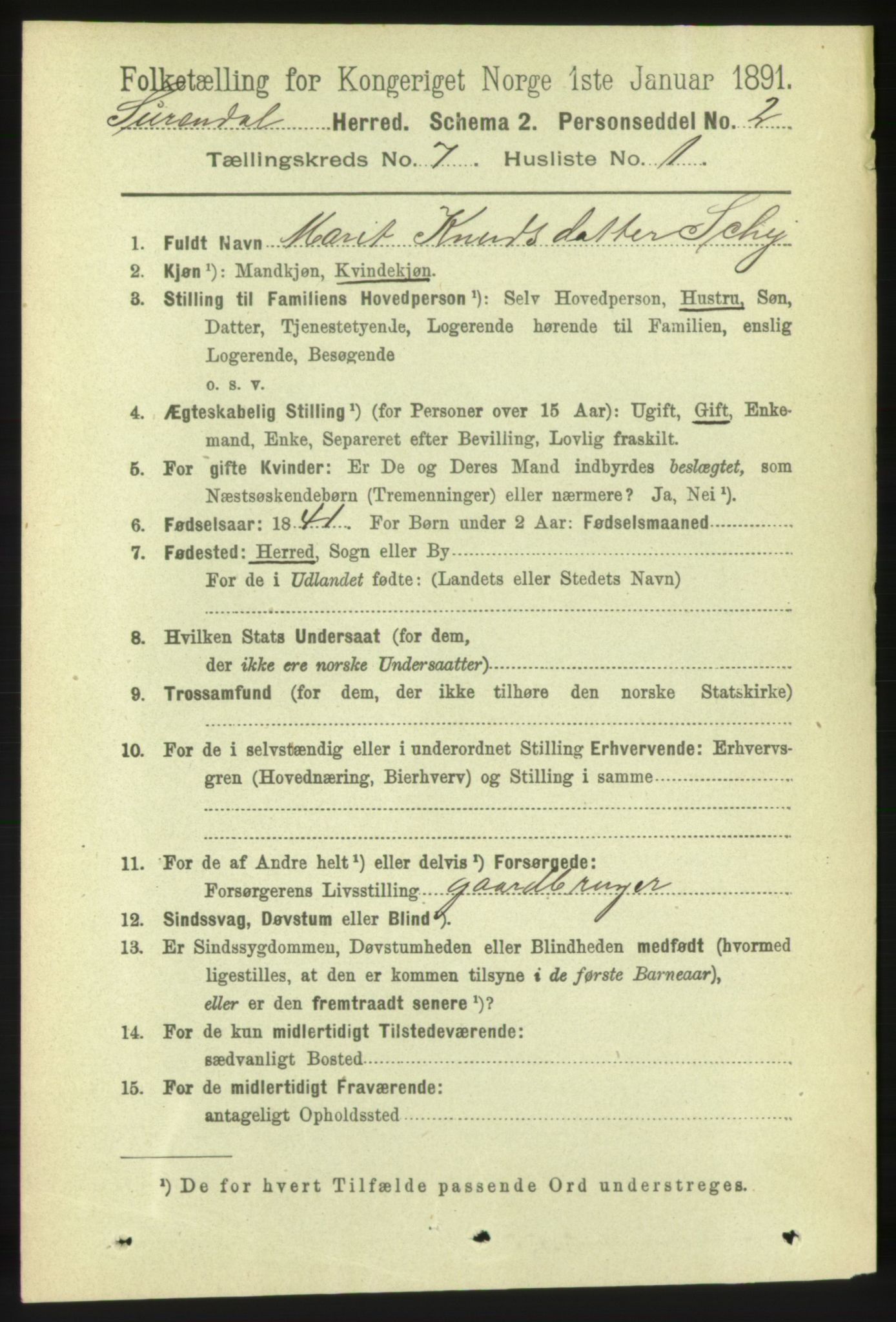 RA, 1891 census for 1566 Surnadal, 1891, p. 1846