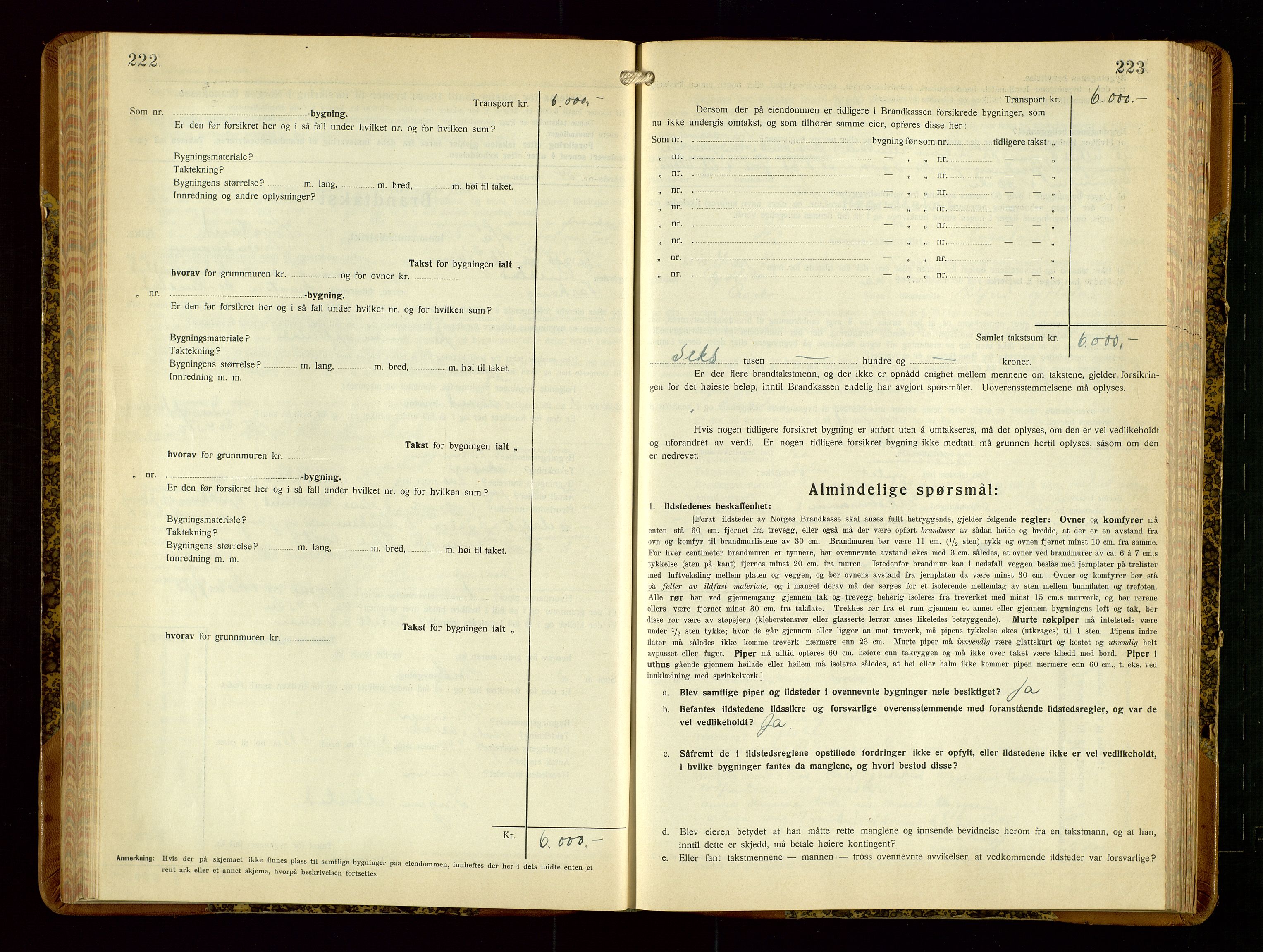 Hå lensmannskontor, AV/SAST-A-100456/Goa/L0006: Takstprotokoll (skjema), 1932-1938, p. 222-223