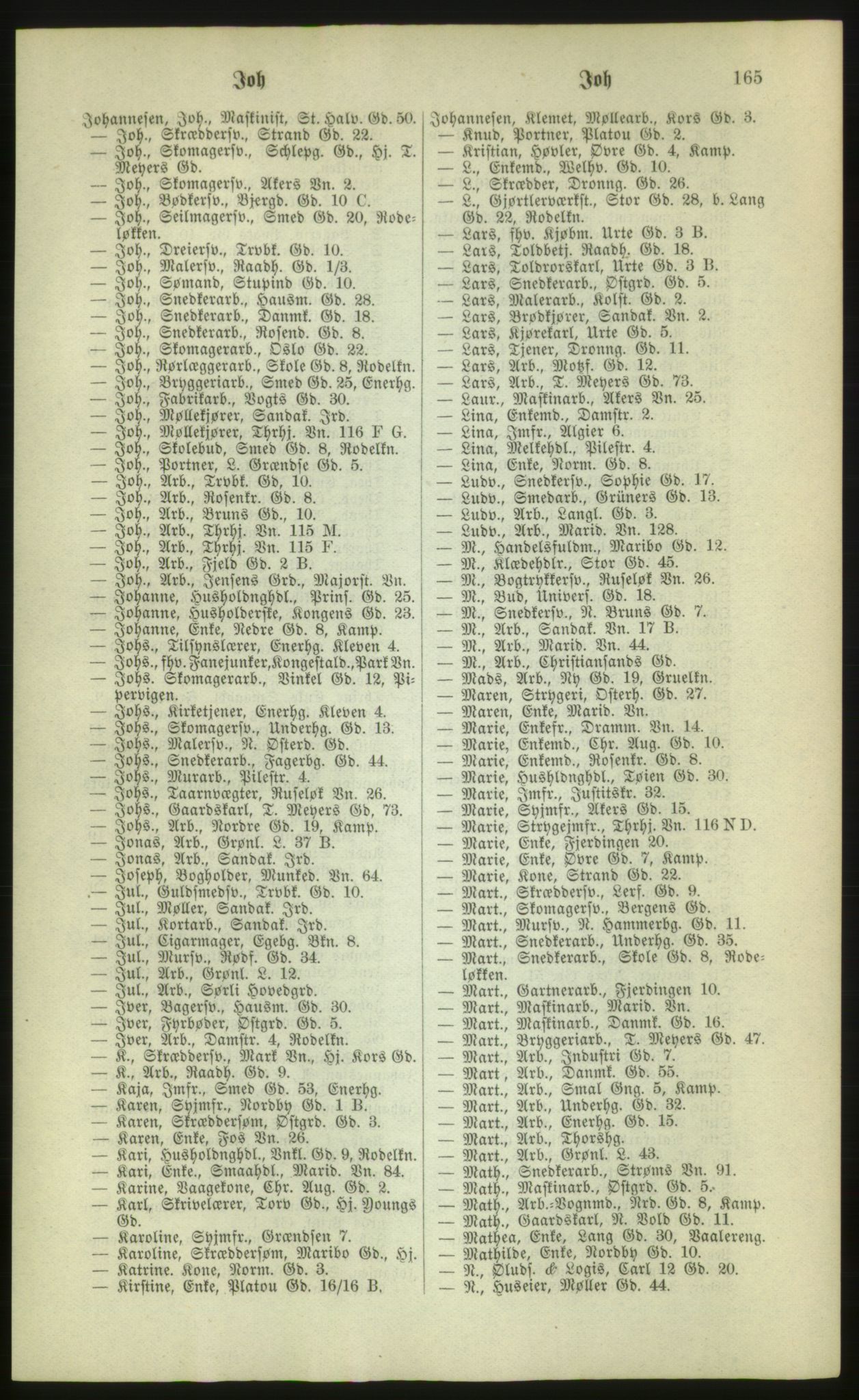 Kristiania/Oslo adressebok, PUBL/-, 1880, p. 165