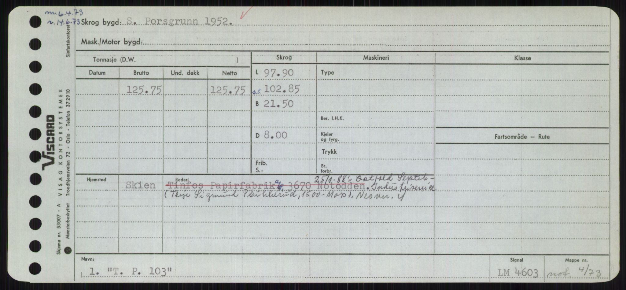 Sjøfartsdirektoratet med forløpere, Skipsmålingen, RA/S-1627/H/Hc/L0001: Lektere, A-Y, p. 441