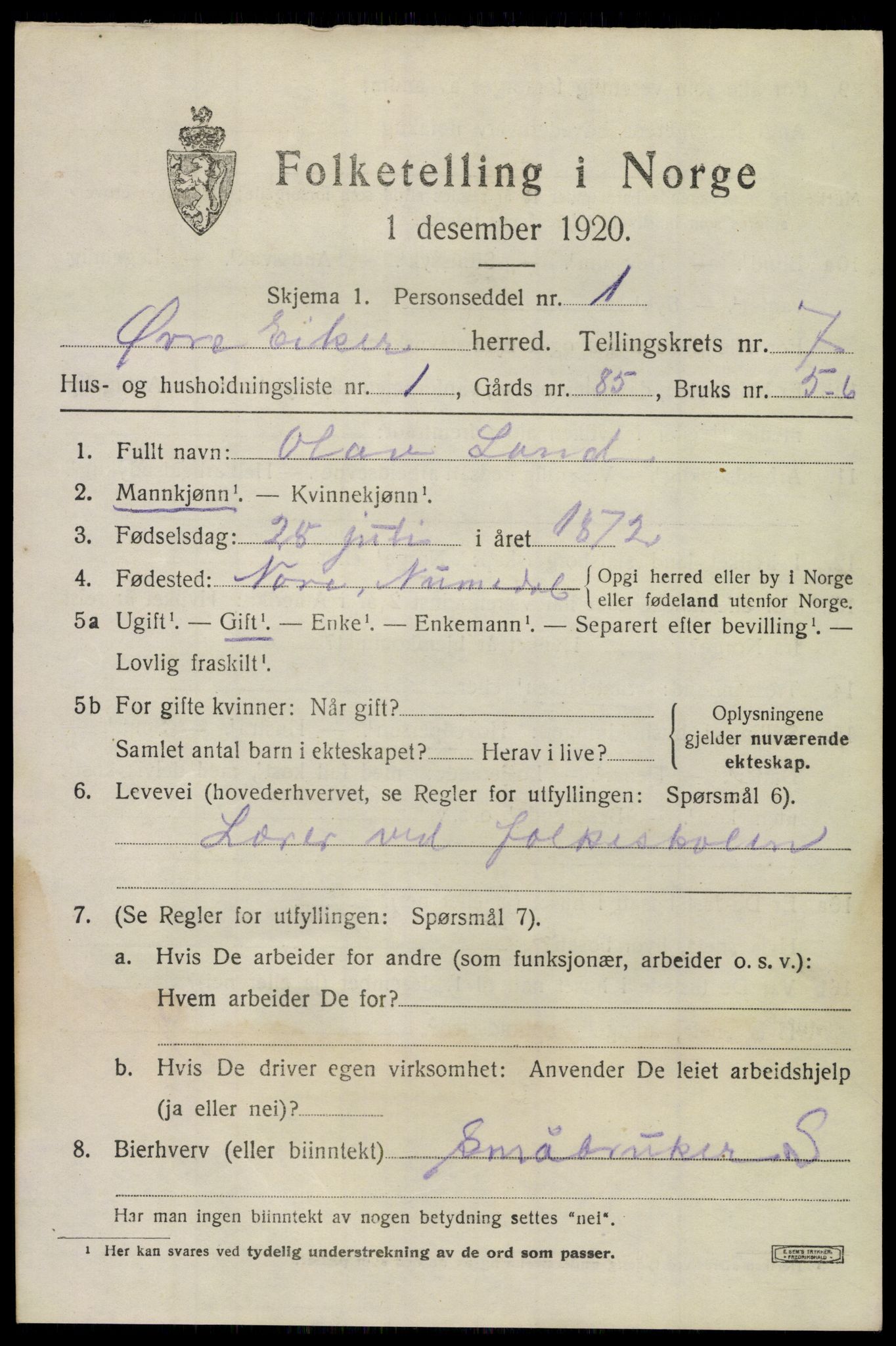 SAKO, 1920 census for Øvre Eiker, 1920, p. 13264