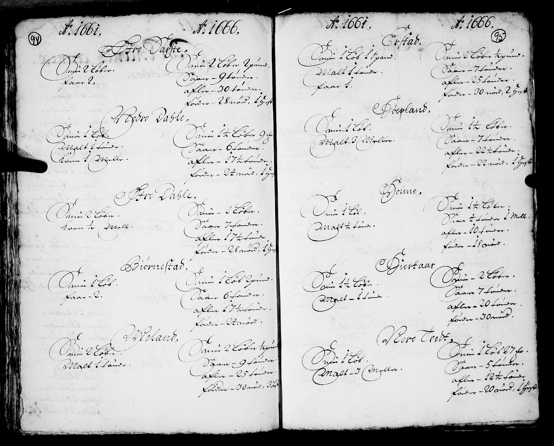 Rentekammeret inntil 1814, Realistisk ordnet avdeling, AV/RA-EA-4070/N/Nb/Nba/L0040: Nordhordland fogderi, 1661-1667, p. 94-95