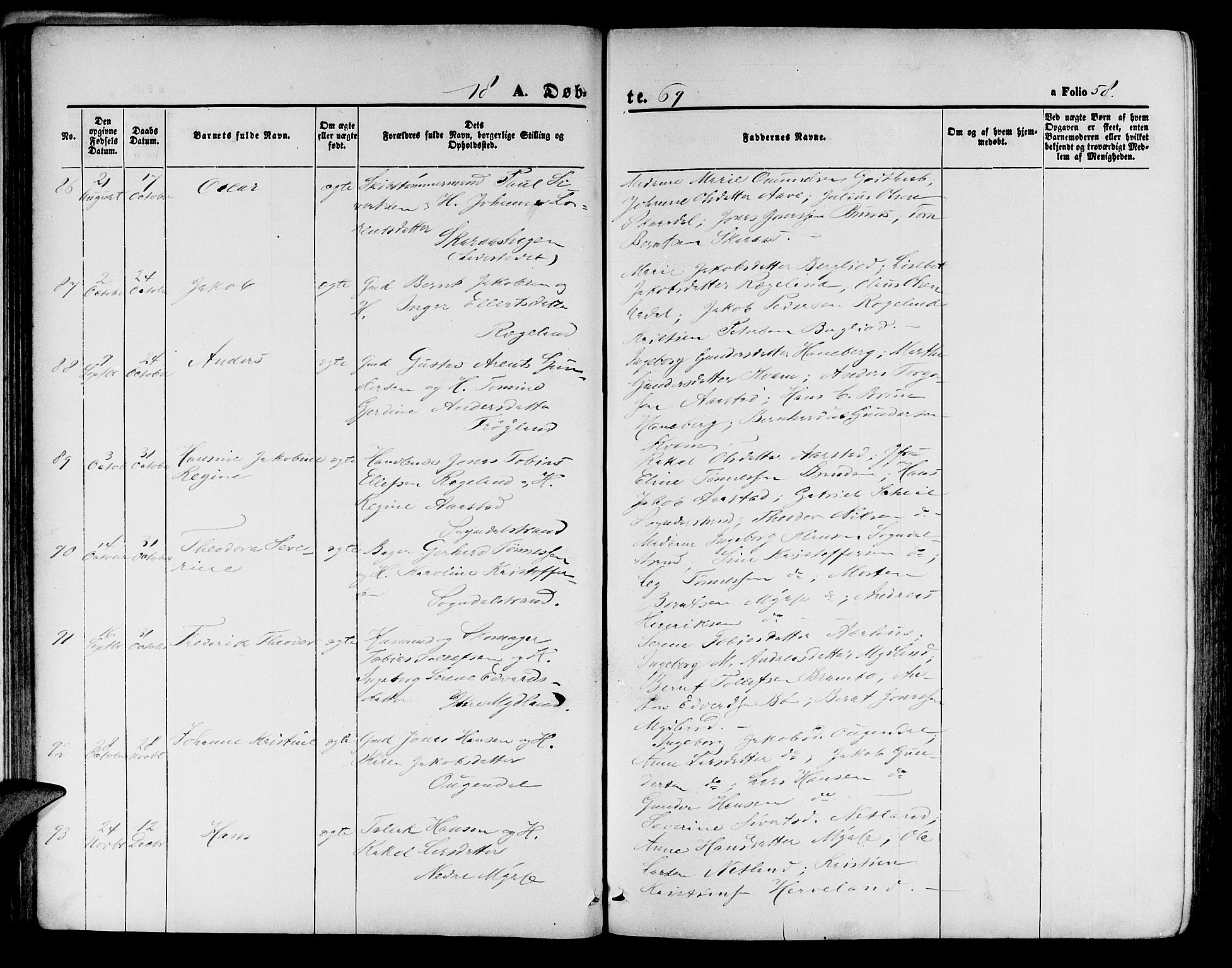 Sokndal sokneprestkontor, SAST/A-101808: Parish register (copy) no. B 3, 1865-1879, p. 58