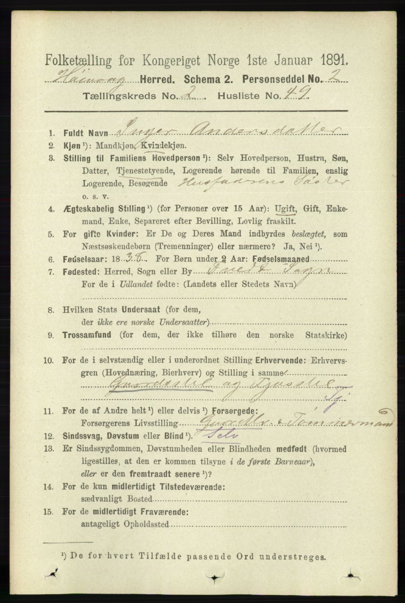 RA, 1891 census for 0927 Høvåg, 1891, p. 795